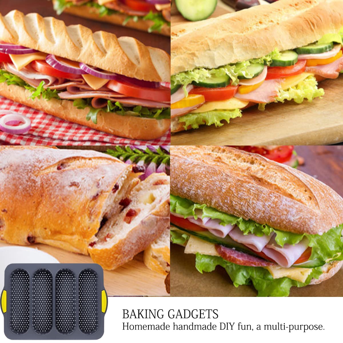 DOERDO Non-Stick Silicone French Baguette Baking Mold - Reusable Bread Loaf Pan for Homemade French Bread, Perfect for Home Bakers & Restaurants | Ideal for Baking, Meal Prep & Party Platters