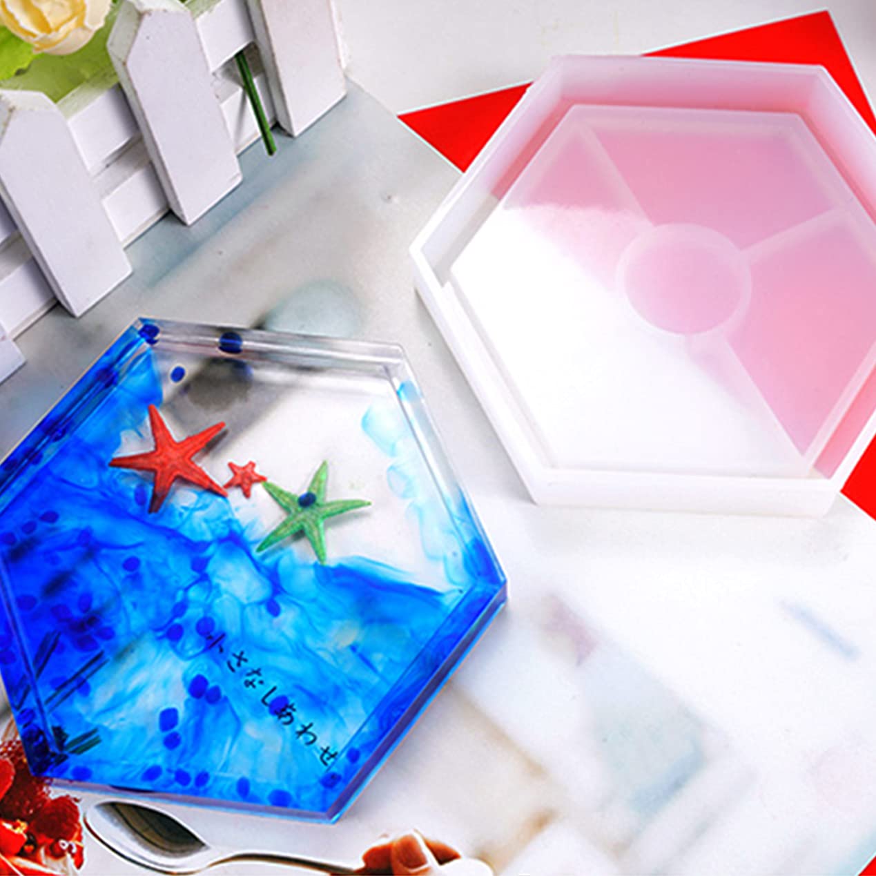 6 Pack Silicone Coaster Molds for Resin & Epoxy - Hexagon, Square, Round Shapes - DIY Resin, Concrete, Cement Casting - Perfect for Home Decor, Gift Making & Craft Projects