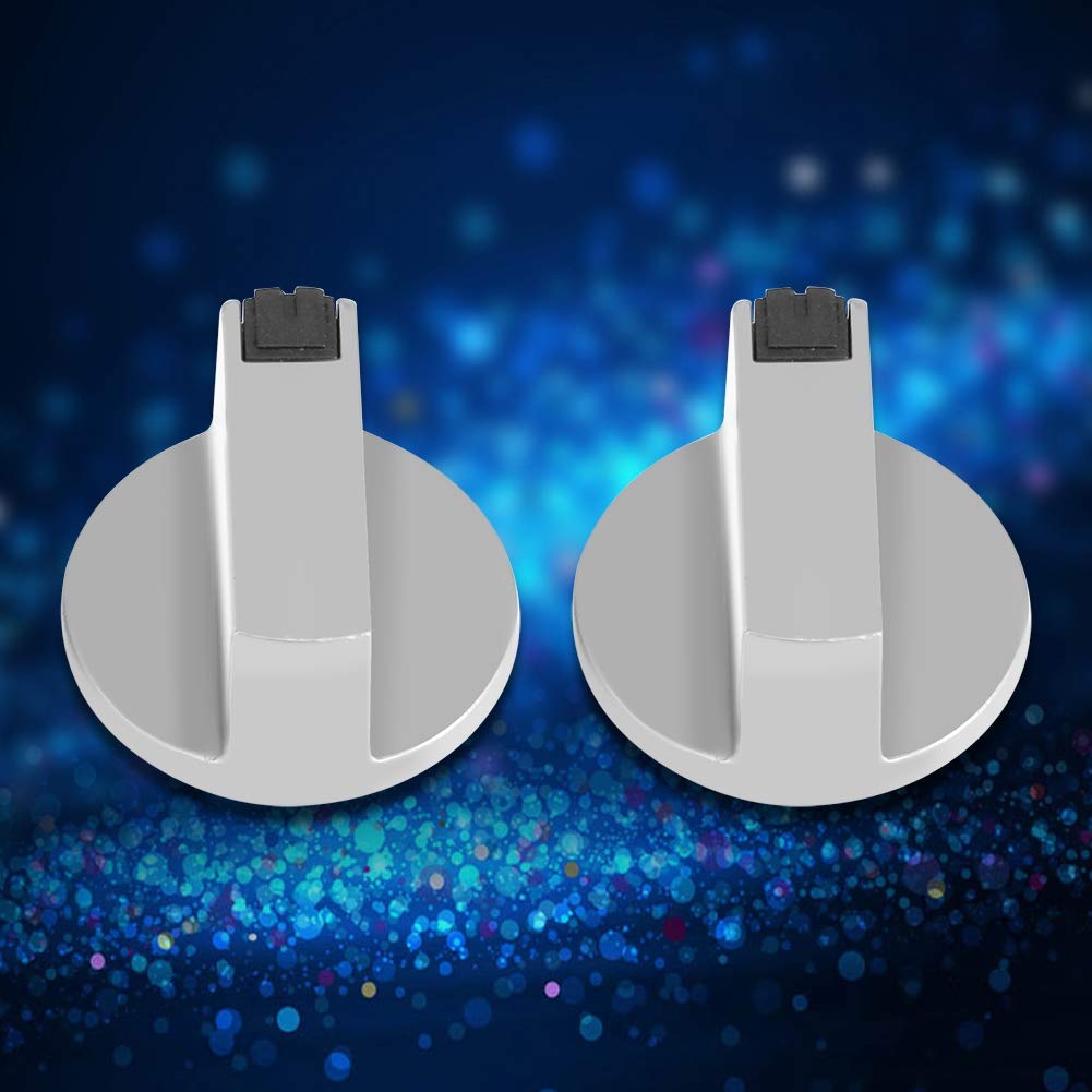 2Pcs 6mm Zinc Alloy Gas Stove Knobs - Silver Minimalist Style Replacement Control Knobs for Kitchen Cooker, Oven & Cooktop - Perfect for Home Kitchen Upgrade & Appliance Repair