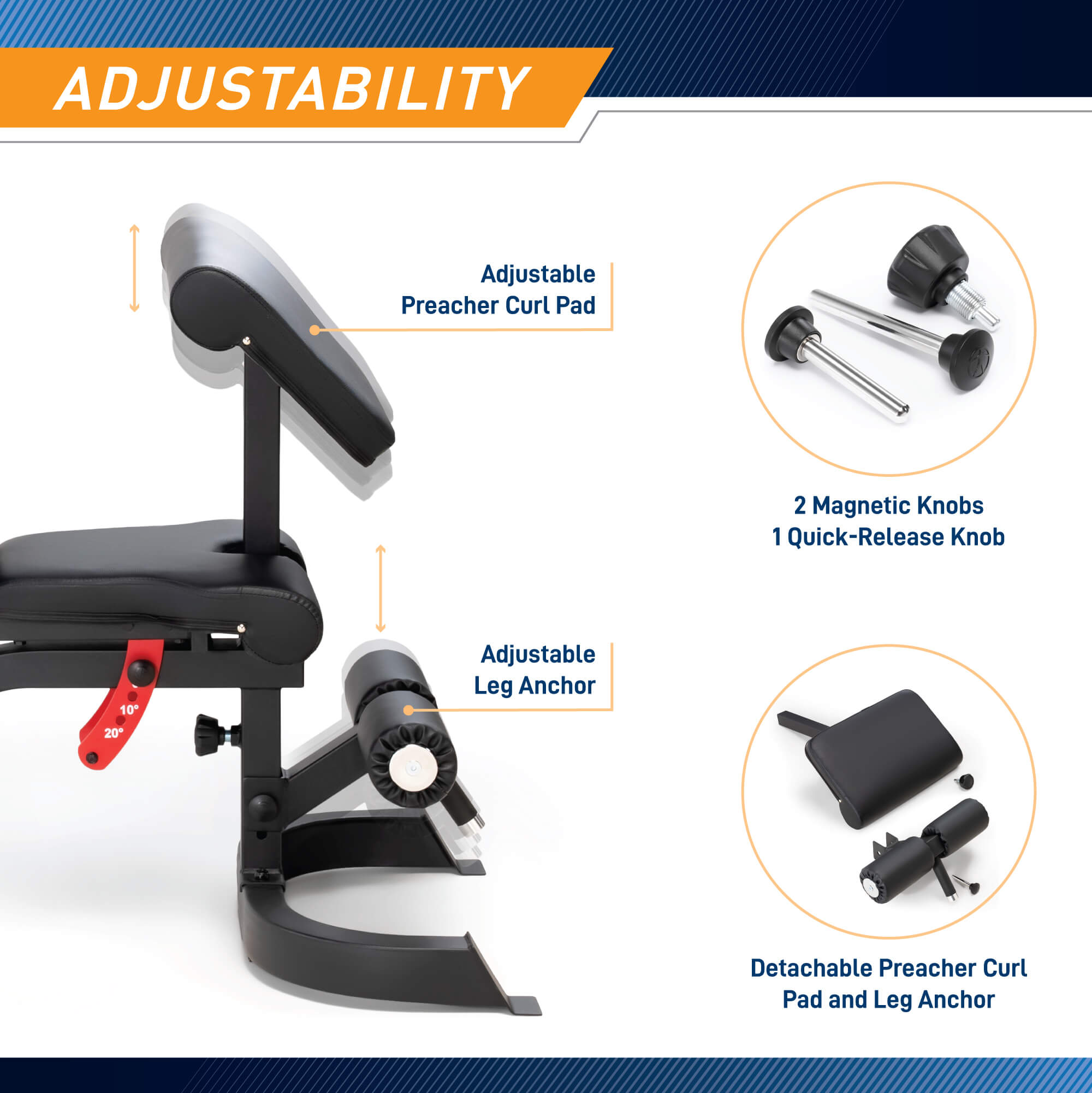 Marcy Utility Bench with Arm Curl - Adjustable Weight Bench for Home Gym Workouts, Strength Training & Fitness Exercises - Perfect for Dumbbell Press, Arm Curls & Full-Body Workouts