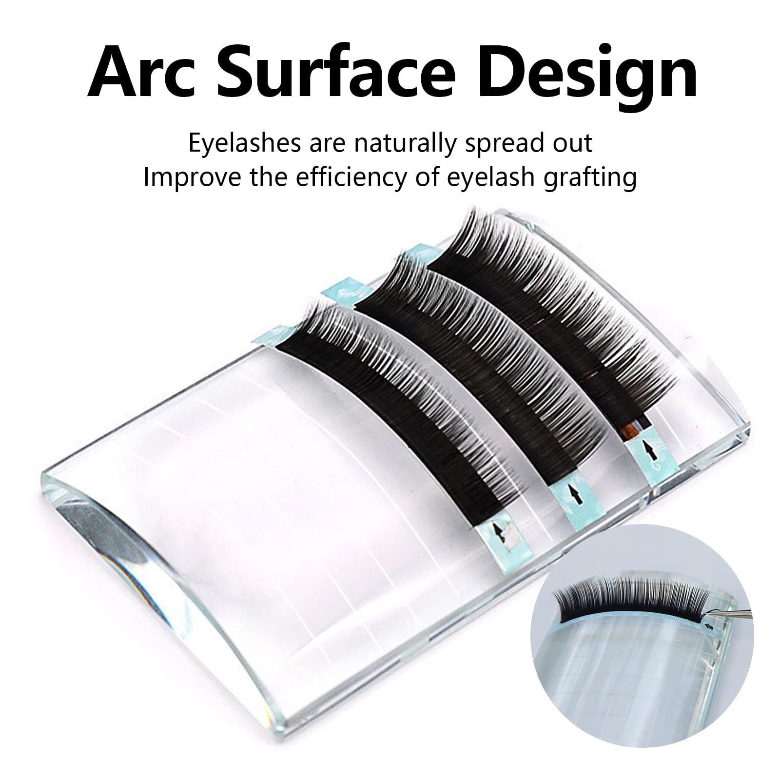 Professional U-Type Eyelash Extension Crystal Palette - Transparent Lash Holder Tray with Measurement Marks - False Eyelash Stand Plate for Makeup Artists & Salons - Perfect for Eyelash Extension Application & Beauty Display (1 Pack)