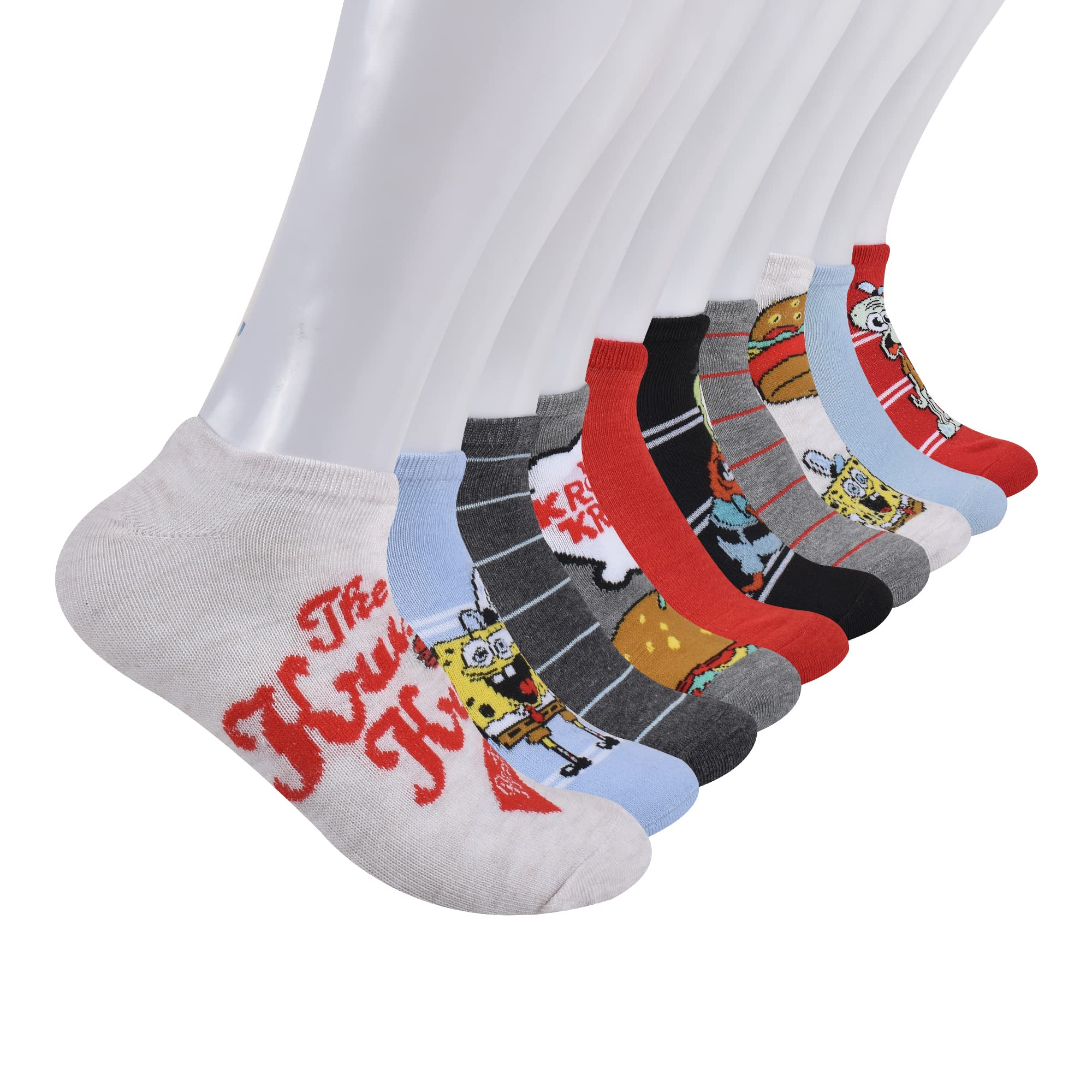 SpongeBob SquarePants Women's 5-Pack No Show Socks - Cute Cartoon Ankle Socks for Casual Wear, Gym & Sneakers