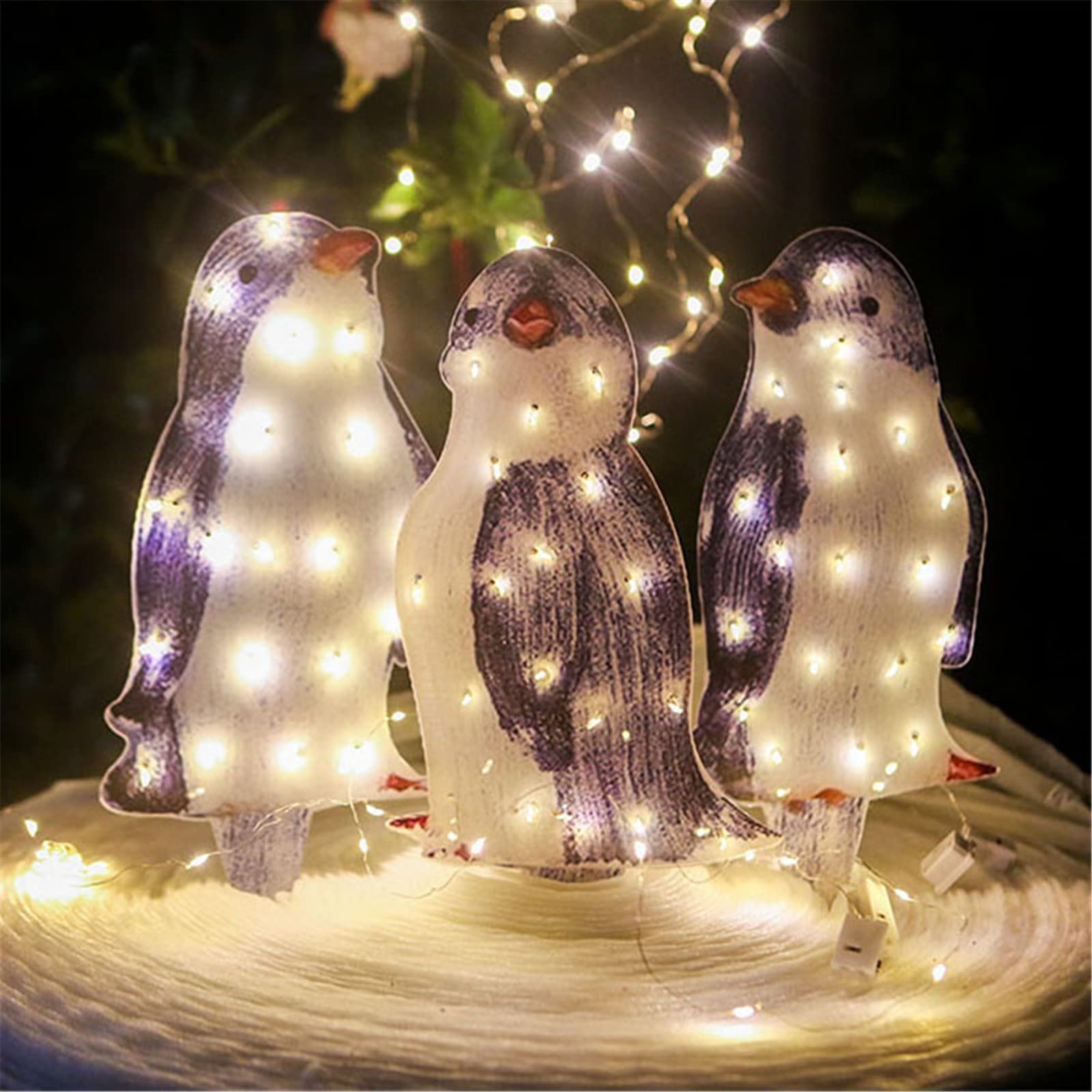 LED Light-Up Penguin Christmas Decoration - Durable Acrylic Holiday Penguin with Mini Lights for Outdoor Garden, Backyard, Lawn & Indoor Decor | Perfect for Holiday Parties, Winter Weddings & Festive Home Displays