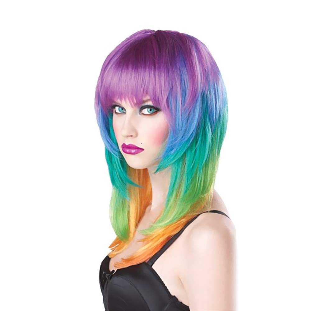Vibrant Kaleidoscope Wig - Fun & Colorful Costume Accessory for Halloween, Cosplay, and Parties | Perfect for Costume Parties, Themed Events, and Dress-Up Fun