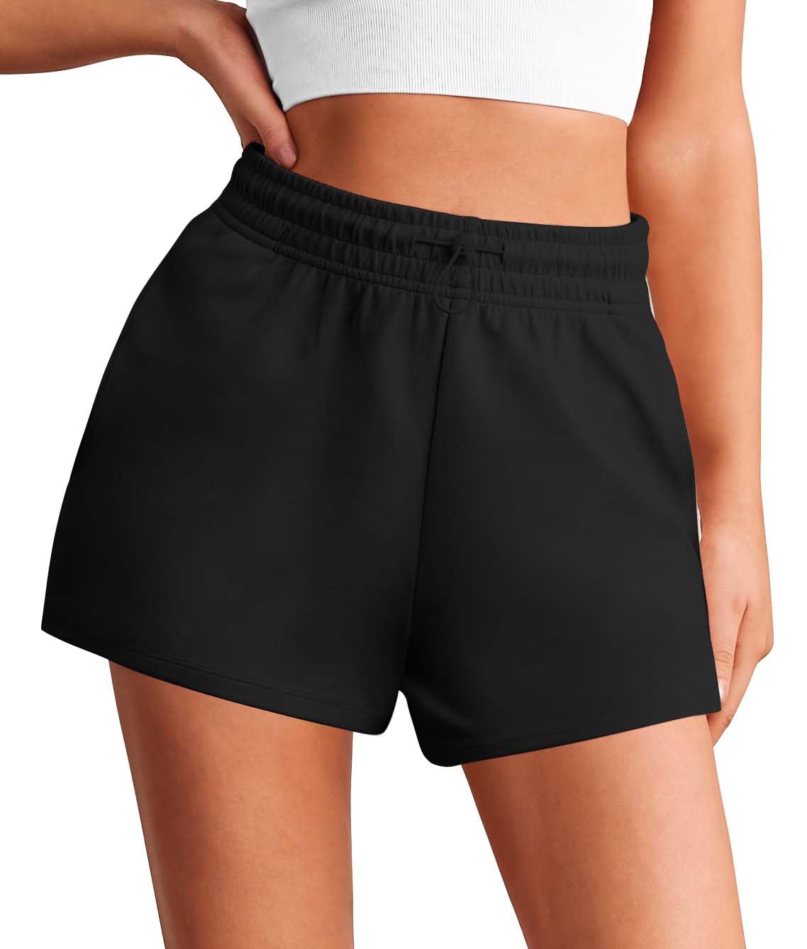 PINSPARK Women's High Waisted Sweat Shorts - Athletic Lounge Shorts with Drawstring & Pockets - Perfect for Summer Workouts, Yoga, and Casual Wear