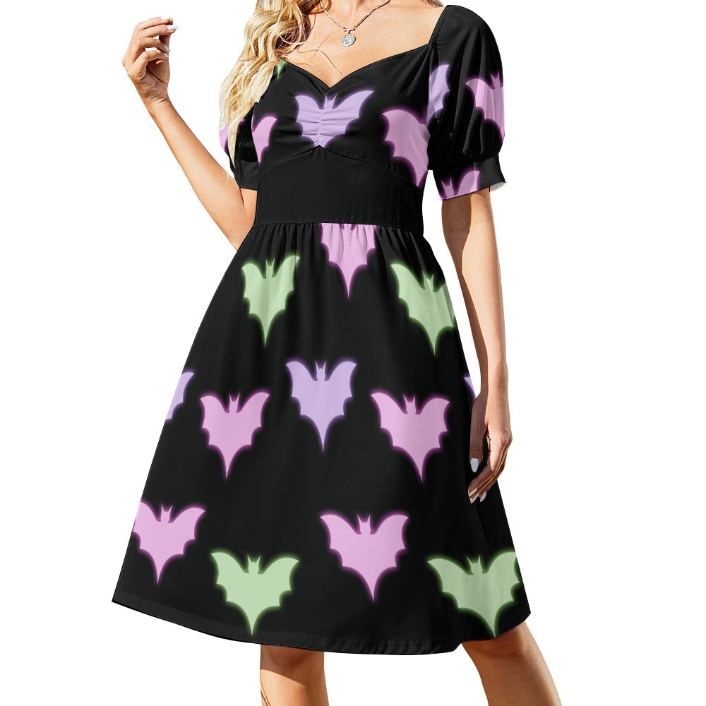Neon Bats Sweetheart Dress - Gothic Lolita Fashion for Women | Perfect for Halloween, Cosplay & Alternative Parties
