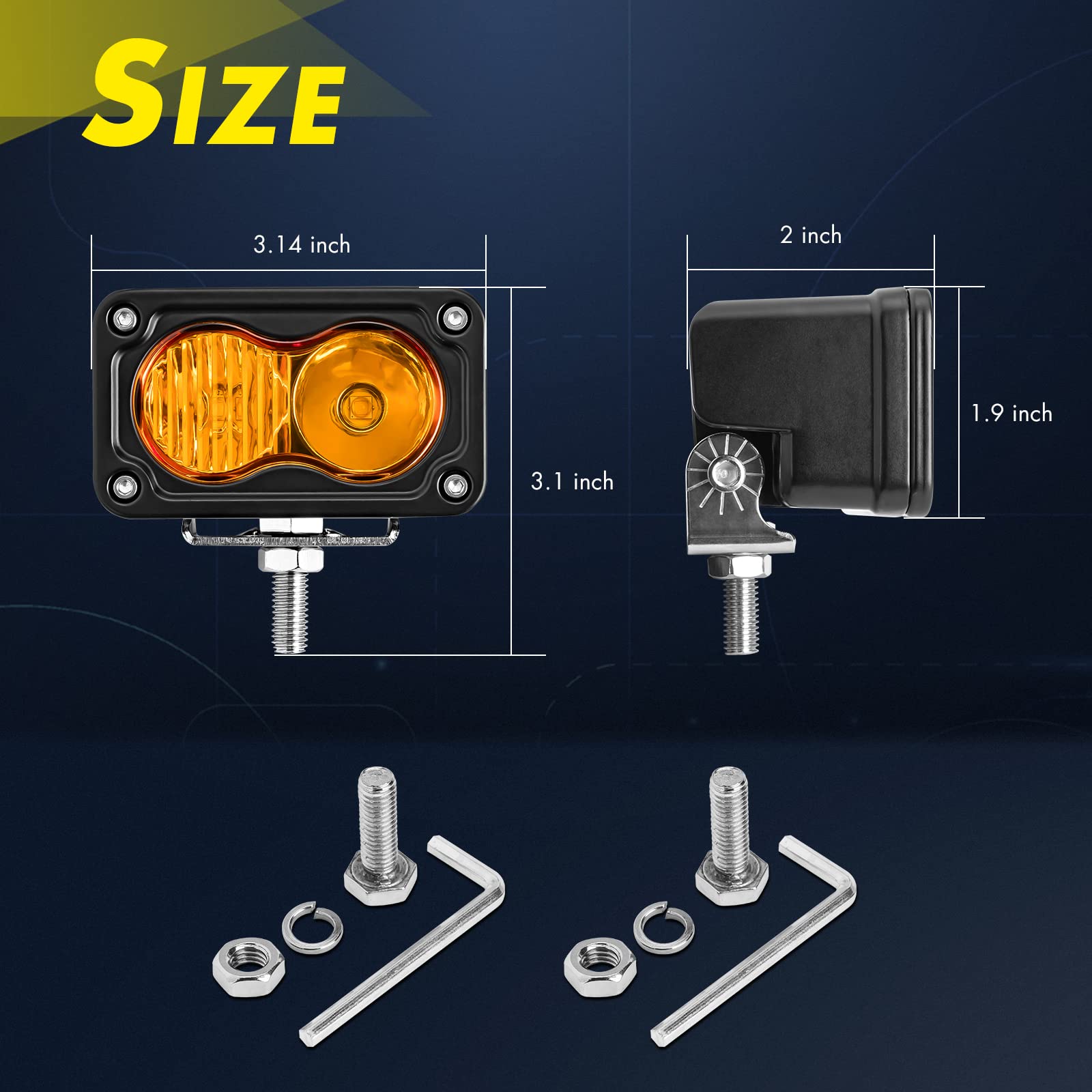 YCHOW-TECH Amber Pod Lights 2PCS 3 Inch 40W LED Combo Beam - Waterproof Off-Road Spot Fog Lights for Surron, Motorcycle, Dirt Bike, Truck, SUV, UTV & ATV | Perfect for Night Riding, Trail Adventures & Off-Road Bumper Lighting
