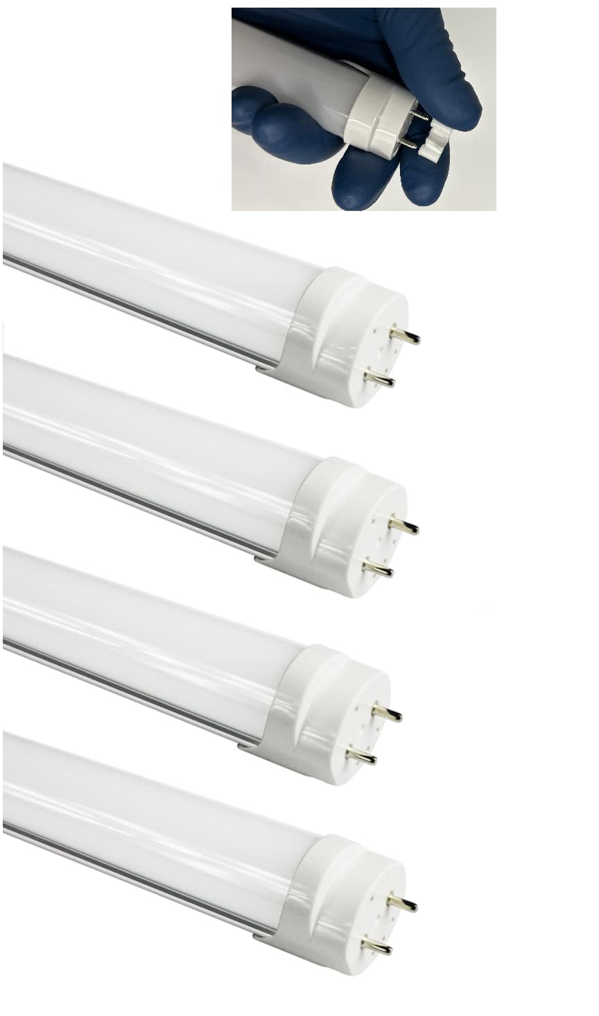 4-Pack T8 LED Tube Lights 4FT 48-Inch, 18W Cool White 4000K, Type B Non-Instant Start, Full Spectrum, Double-End Powered, Frosted Cover, 85-265V, 95CRI Flicker-Free - Perfect for Office Lighting, Warehouse, Garage, and Commercial Spaces