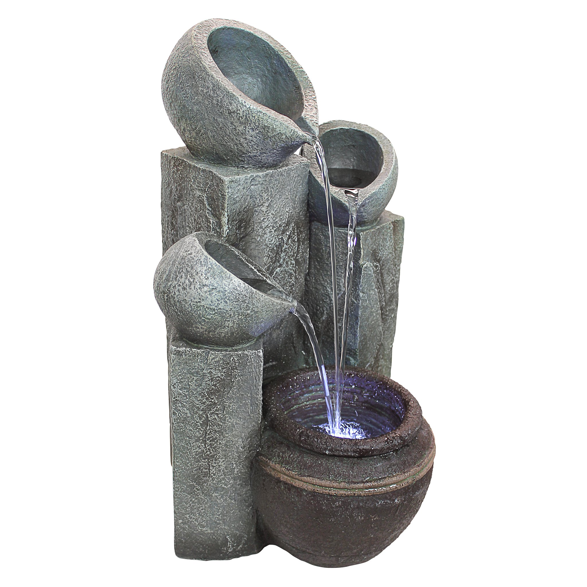 Hadrian's Villa Inspired LED Water Fountain - 4 Urn Outdoor Garden Decor with Soothing Water Feature | Perfect for Patio, Yard & Landscape Design