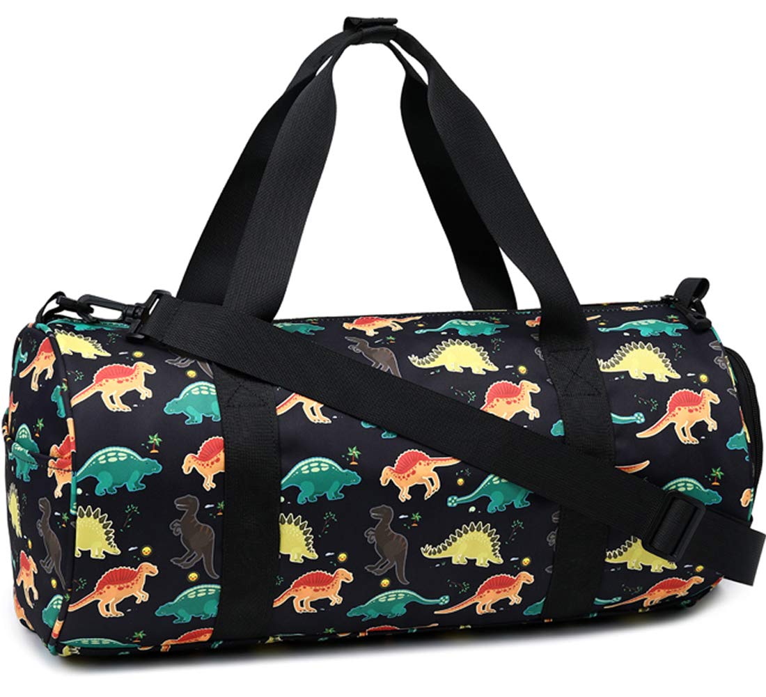 Durable Kids Duffle Bag for Boys - Dinosaur Themed Travel & Overnight Bag for Toddlers, Black | Perfect for School Trips, Sleepovers & Weekend Getaways