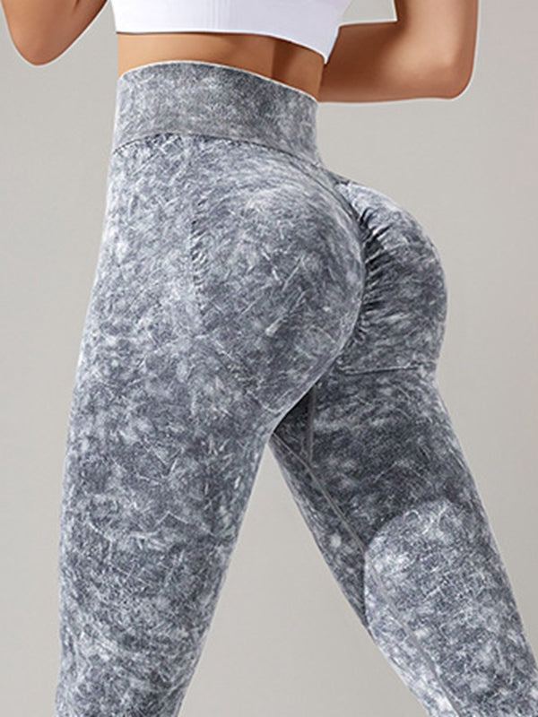 ZASUWA Women's High Waisted Seamless Denim Scrunch Butt Lifting Leggings - Tummy Control Yoga Pants for Workout, Running & Casual Wear