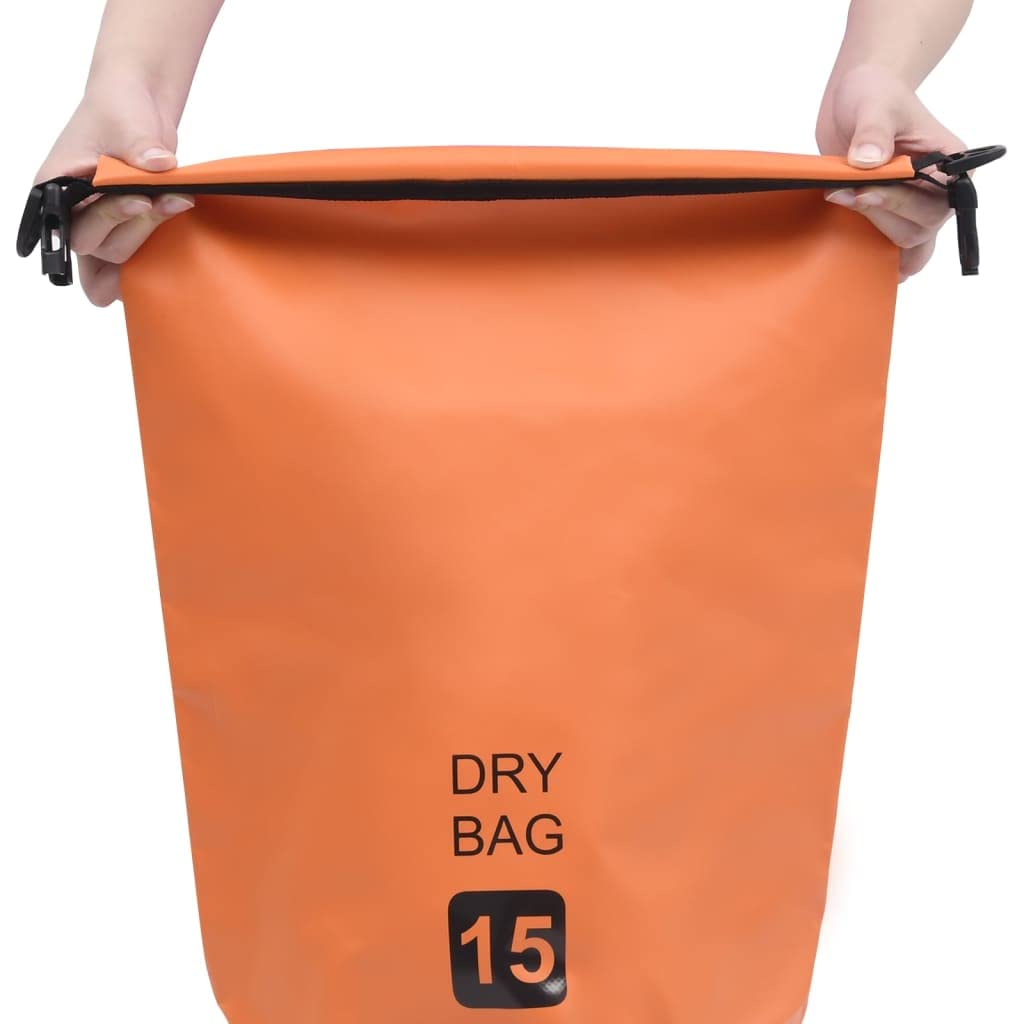 vidaXL Waterproof Dry Bag with Zipper - Orange PVC Backpack for Boating, Kayaking & Water Sports | Durable Waterproof Duffel for Beach, Camping & Outdoor Adventures