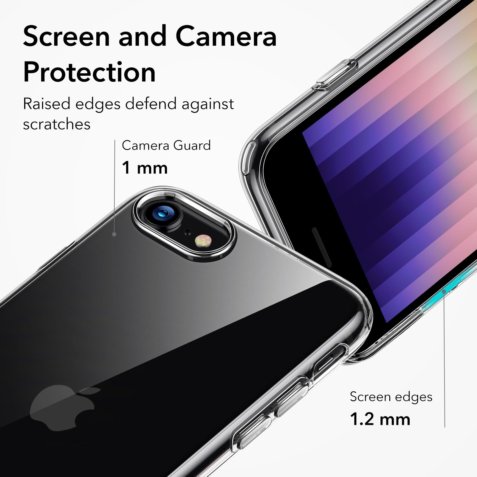 ESR Clear Silicone Phone Case for iPhone SE (2022/2020/3rd/2nd Gen) & iPhone 8 - Thin Soft TPU Transparent Protective Cover | Slim Design, Shockproof Protection for Everyday Use