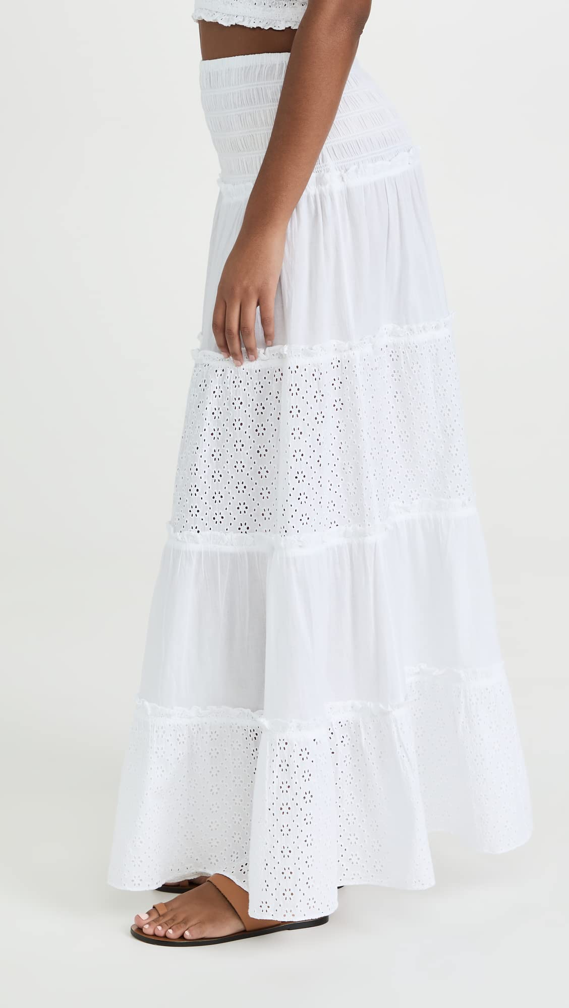 Women's Smocked Skirt - Floral Summer Midi Skirt with Elastic Waist | Perfect for Beach, Vacation & Casual Outfits