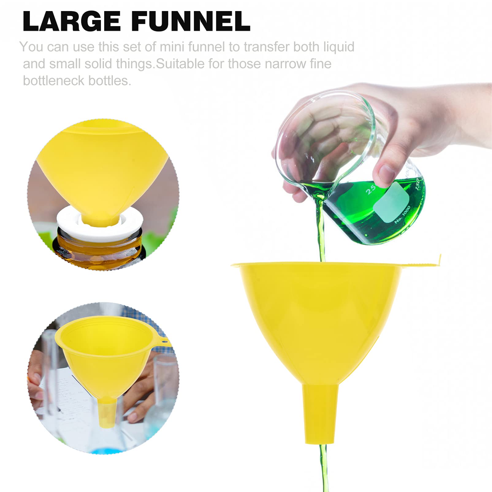 10pcs Mini Plastic Funnels for Laboratory, Essential Oils & Experiments - Small Liquid Transfer Funnels for DIY, Home Science & Chemistry Projects