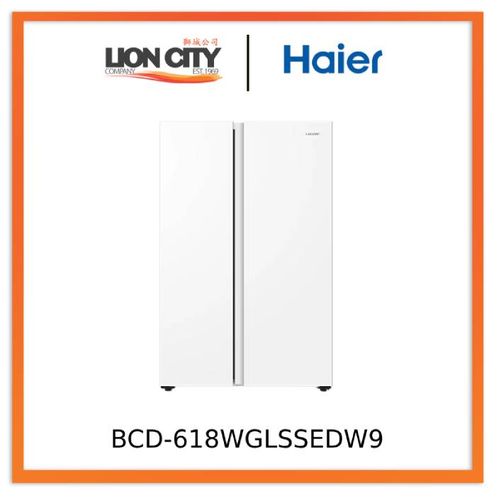 Haier BCD-618WGLSSEDW9 Side by Side Refrigerator 618L White - Energy Efficient Large Capacity Fridge for Home, Kitchen & Office Use