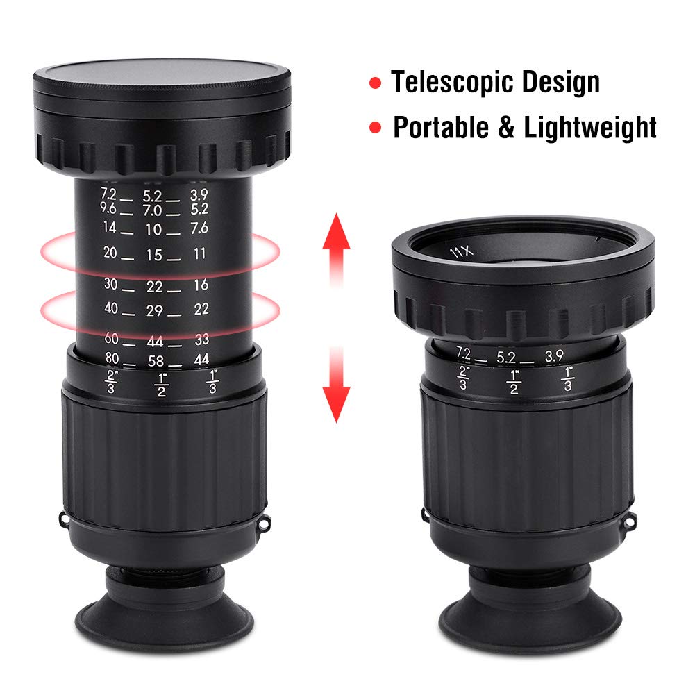 VD-11X Black HD Viewfinder - 11X Magnification Directors Viewfinder with 37mm Front Thread | Professional Camera Viewfinder for Directors & Photographers | Perfect for Film Production, Photography & Cinematography