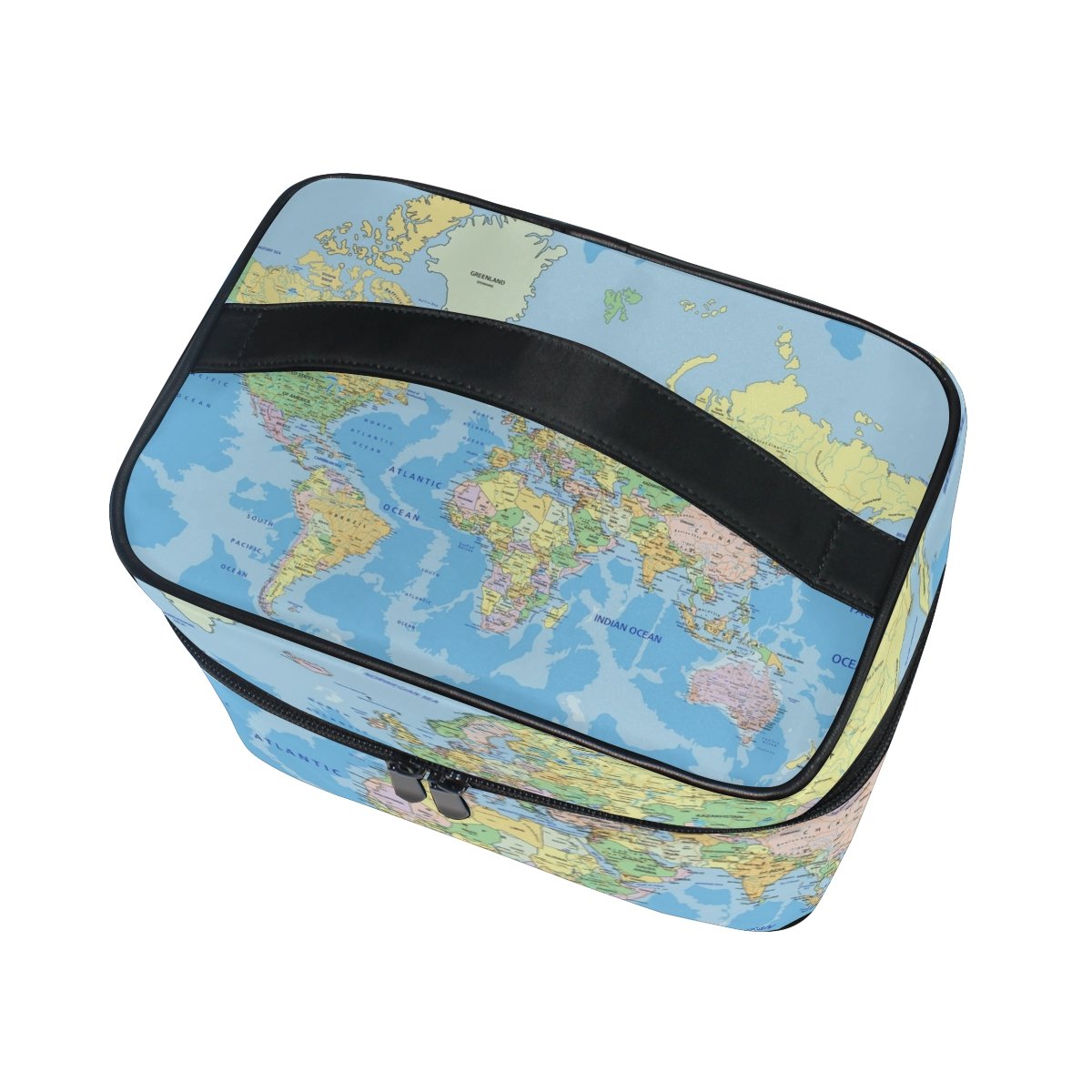 Cooper Girl Political World Map Cosmetic Bag - Waterproof Travel Makeup Train Case Storage Organizer for Women - Perfect for Travel, Gym & Daily Use