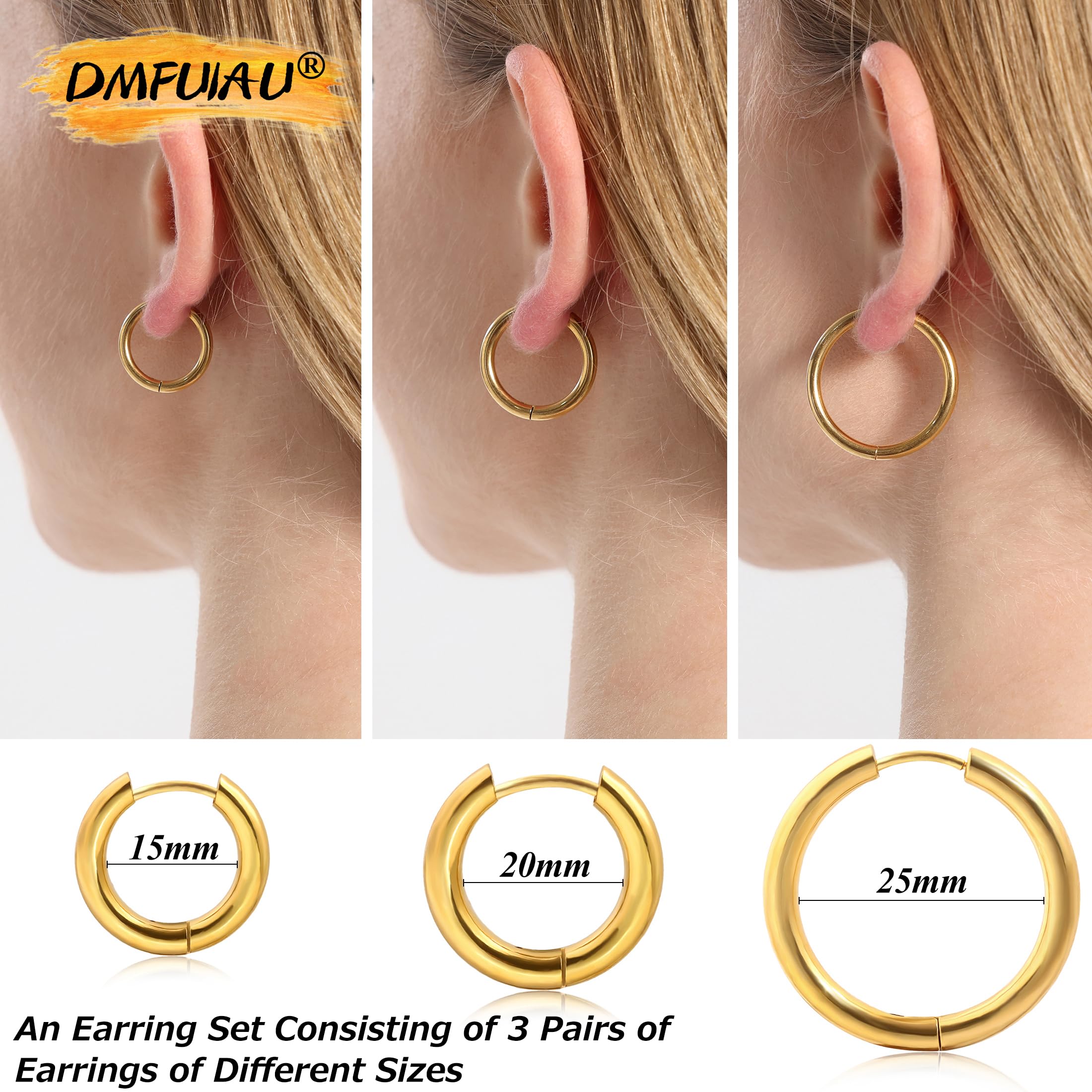 14K Gold Plated Huggie Hoop Earrings for Women - Waterproof, Hypoallergenic, Lightweight Small Hoops in Gold & Silver Stainless Steel - Perfect for Everyday Wear, Date Nights & Gifts