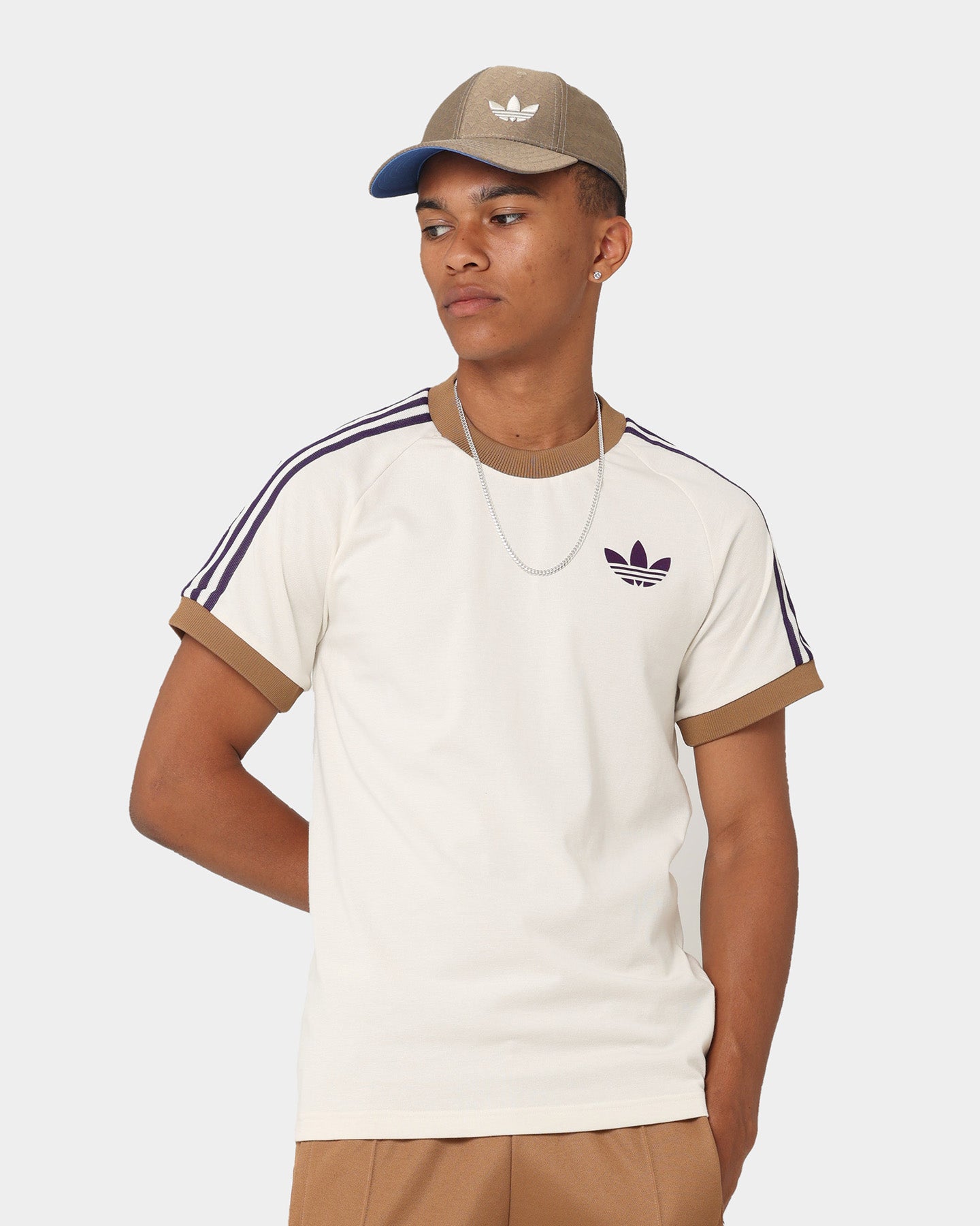 Adidas Adicolor Cali T-Shirt for Men - Soft Cotton Crewneck Tee in Cream White | Casual Wear, Street Style & Everyday Outfits