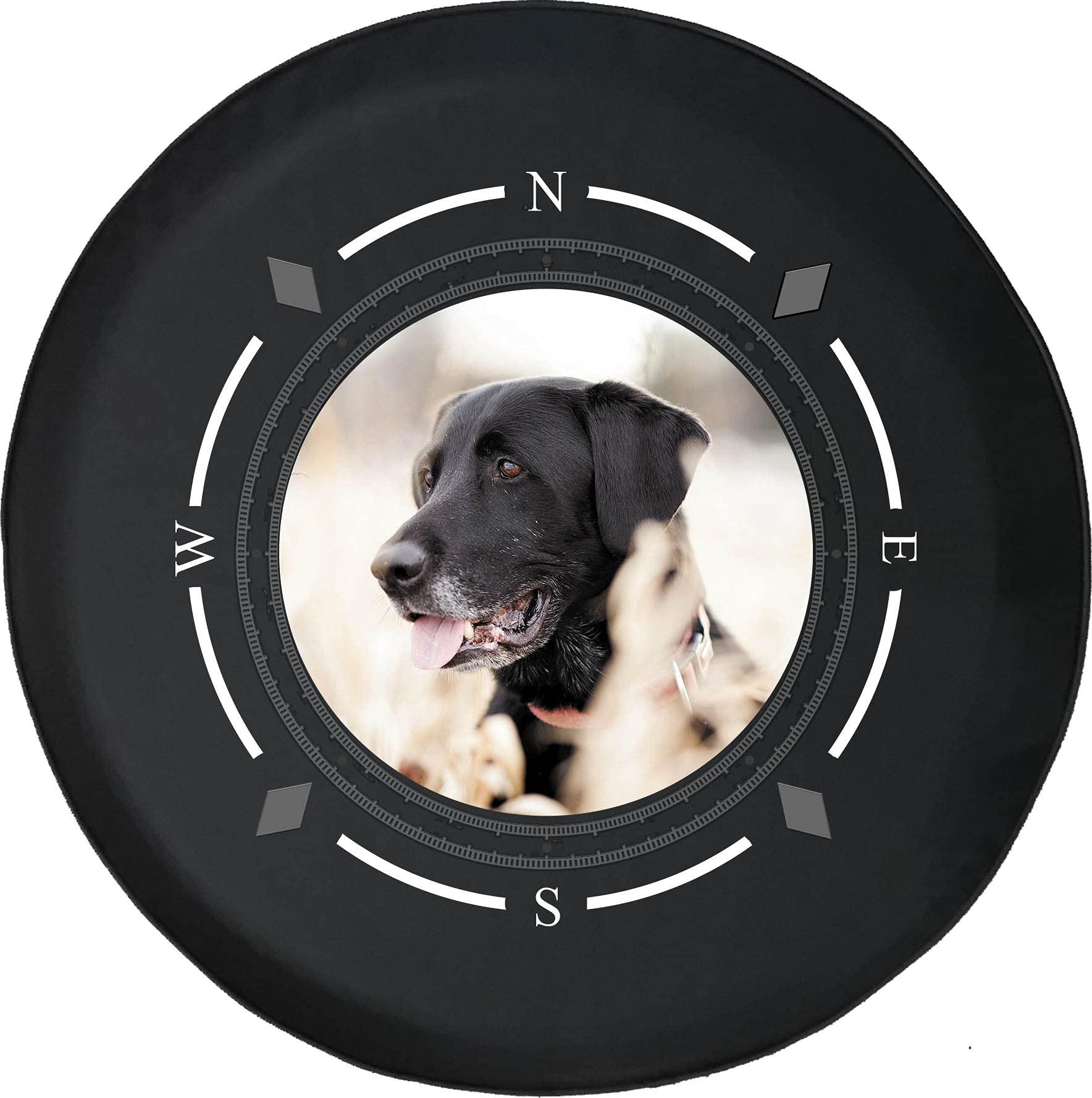 **American Unlimited Spare Tire Cover with Compass & Lab Retriever Hunting Dog Design - Durable SUV, Trailer, RV Wheel Cover for Off-Road Adventures & Outdoor Camping**