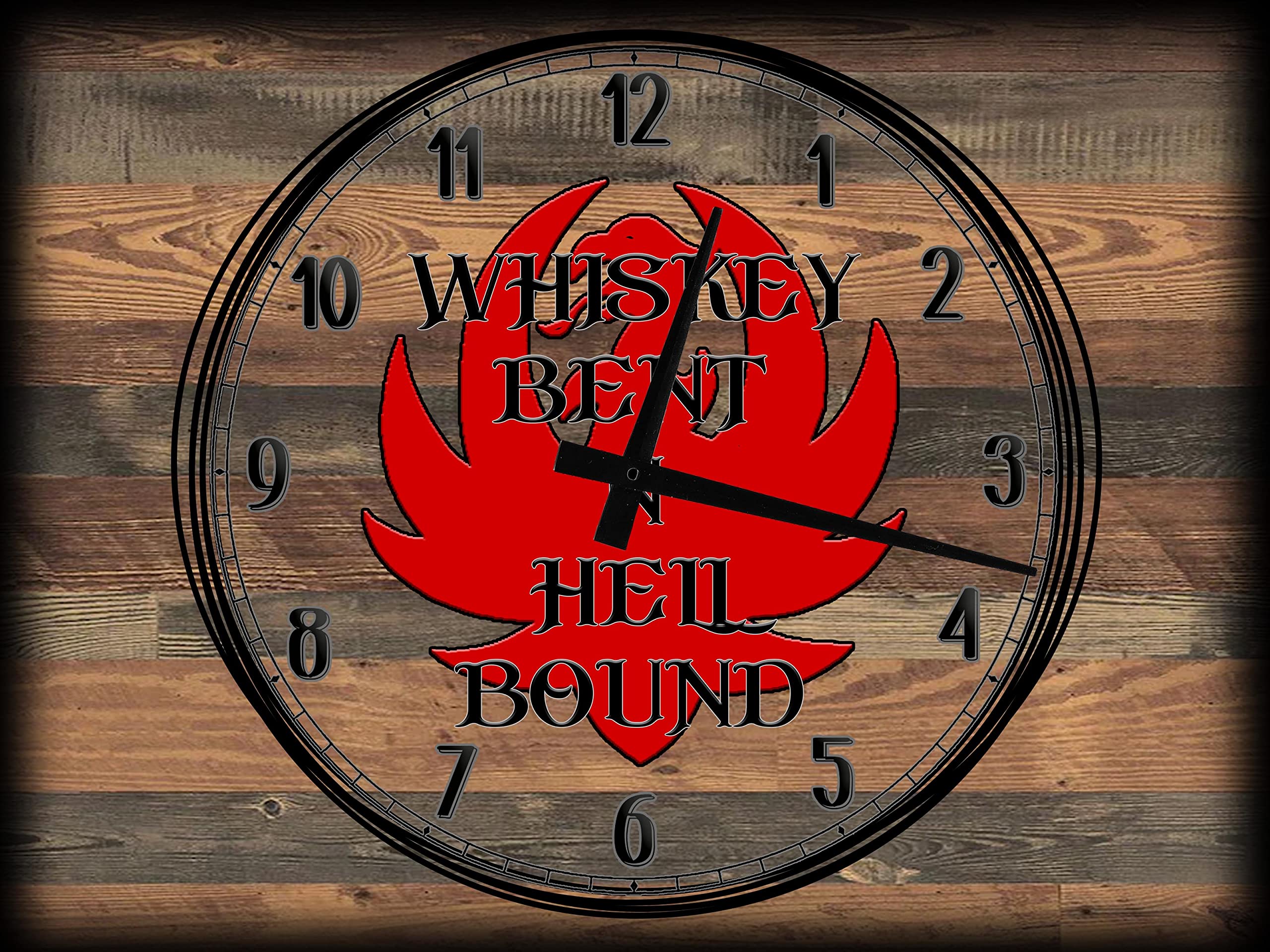 Whiskey Bent Hell Bound Eagle Large Wall Clock - 12 x 16 Inch Canvas Art Decor for Living Room, Bedroom & Office | Rustic Brown Home Décor