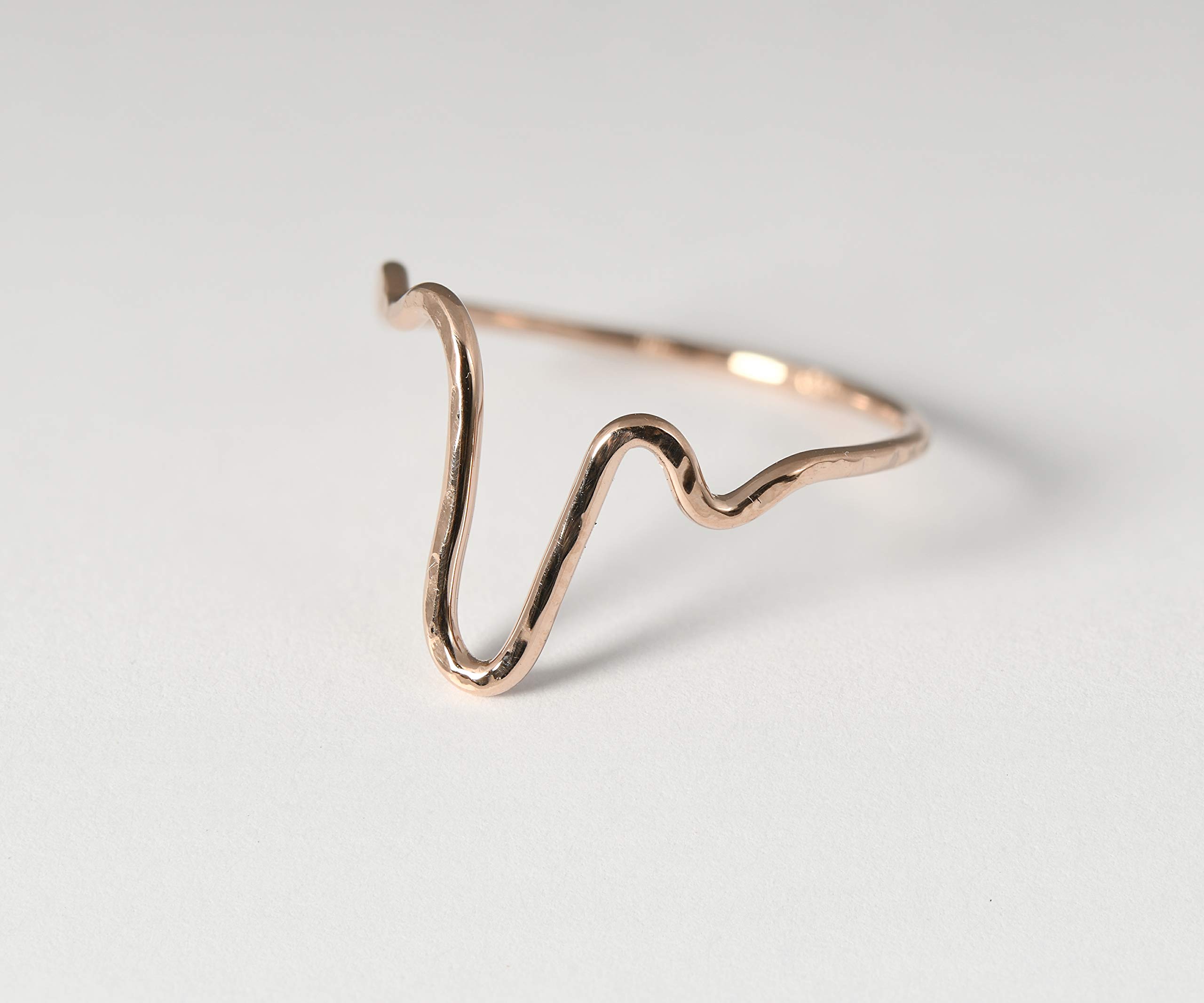 14K Solid Gold Heartbeat Statement Ring for Women - Elegant Dainty Jewelry Gift for Her, Perfect for Valentine's Day, Anniversary & Special Occasions