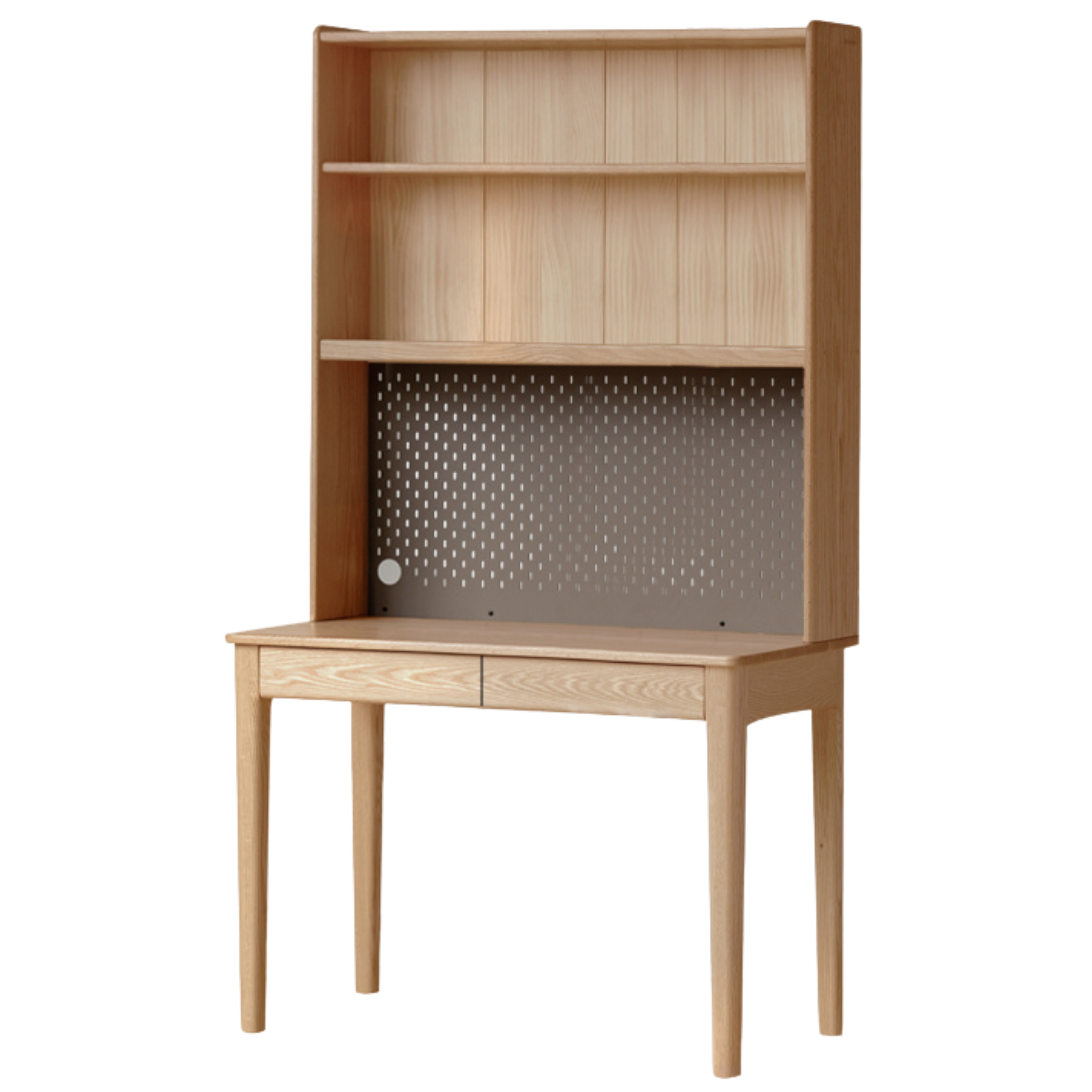 Modern Oak Solid Wood Desk with Bookshelf - Stylish Home Office Furniture for Workspace & Study Room Organization