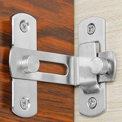 3 Inch 90 Degree Right Angle Door Latch Hasp Safety Sliding Lock for Windows, Doors, Cabinets, and Gates - Pack of 2