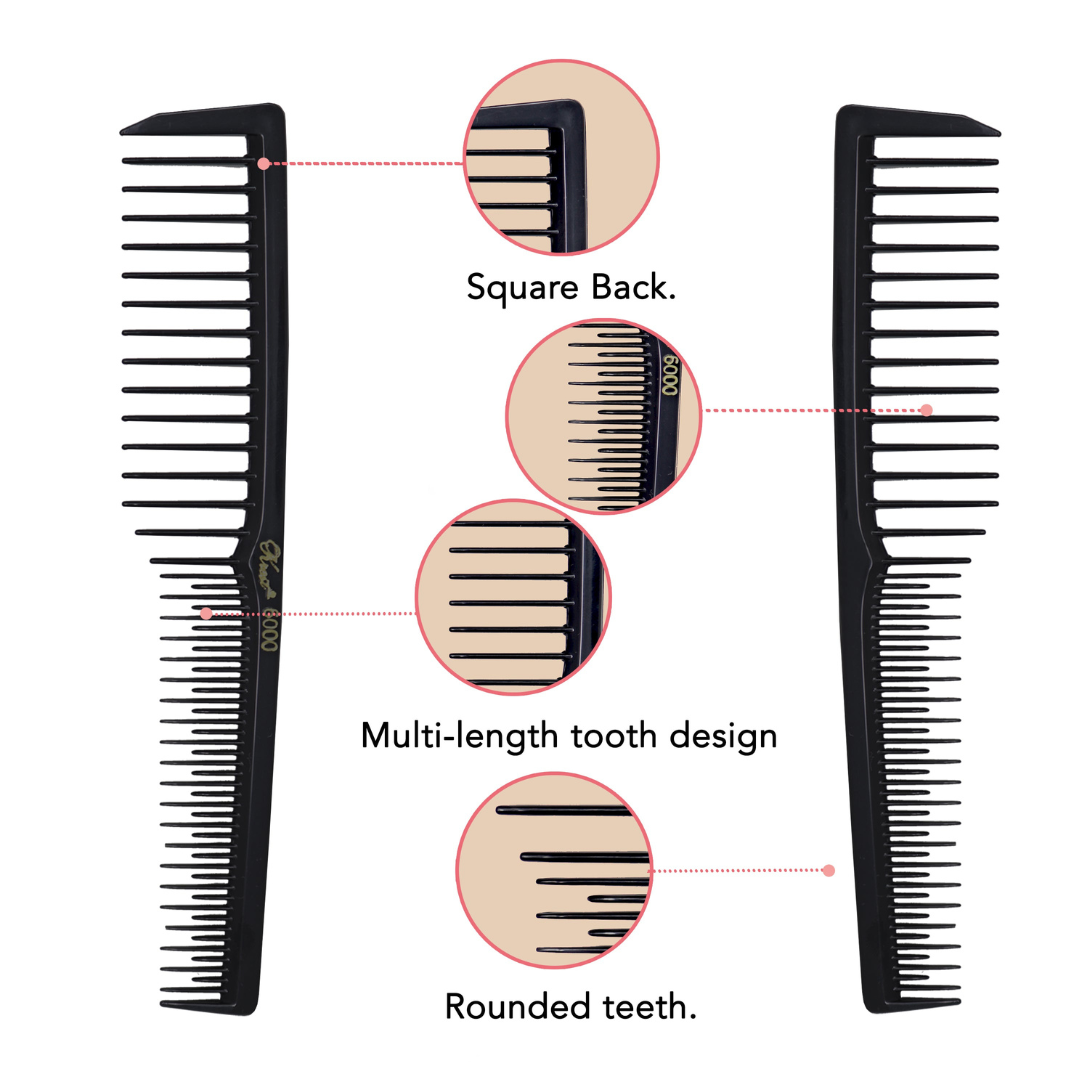 Krest #6000 Teasing Comb for Voluminous Hair - 12 Pack | Professional Lift & Vent Hair Styling Tool for Salon & Home Use