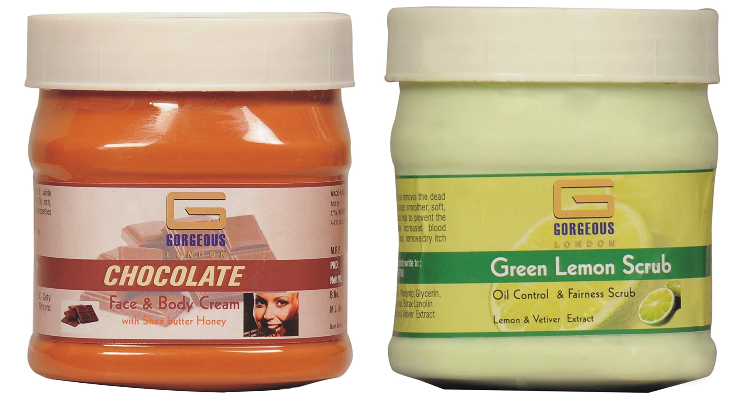 London Chocolate Cream & Green Lemon Scrub Combo - 2 Pack (450g Each) | Exfoliating Body Scrub for Smooth Skin | Perfect for Spa Day & Gift Sets