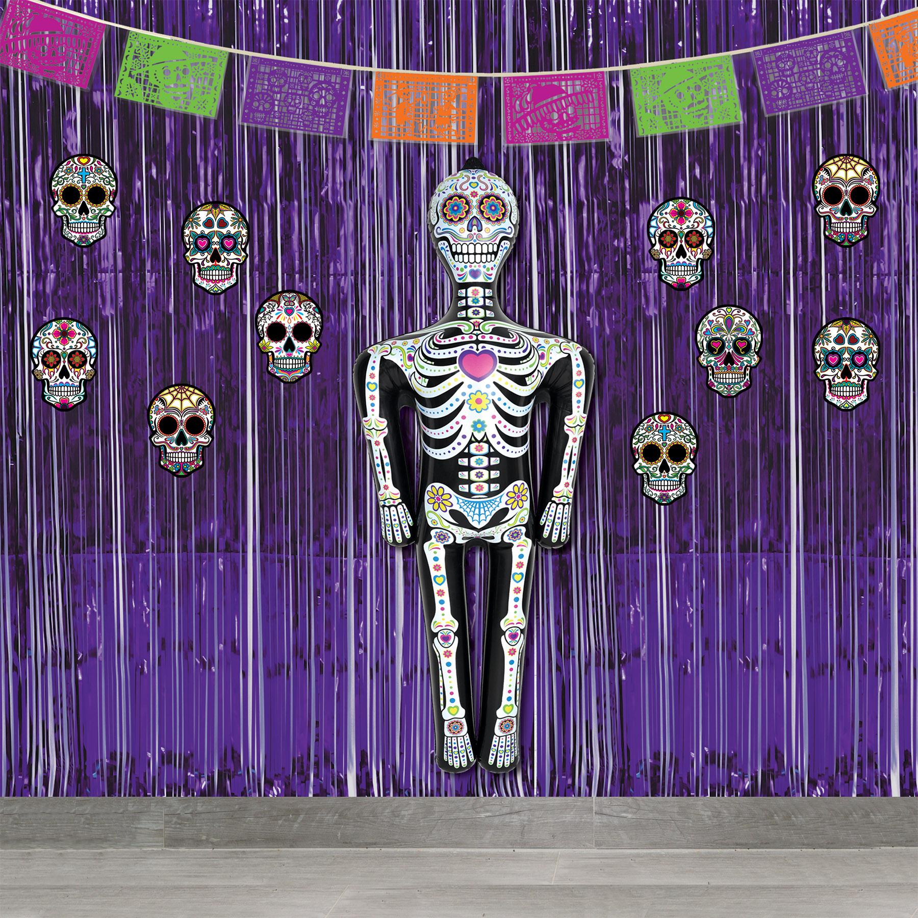 12 Pack Beistle Day of the Dead Inflatable Skeletons - Halloween Party Decorations for Indoor & Outdoor Decor, Dia de los Muertos Celebration Supplies
