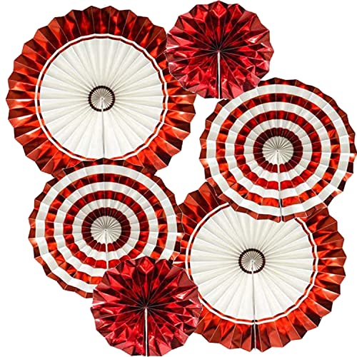6 Pcs Gold Red Hanging Fan
