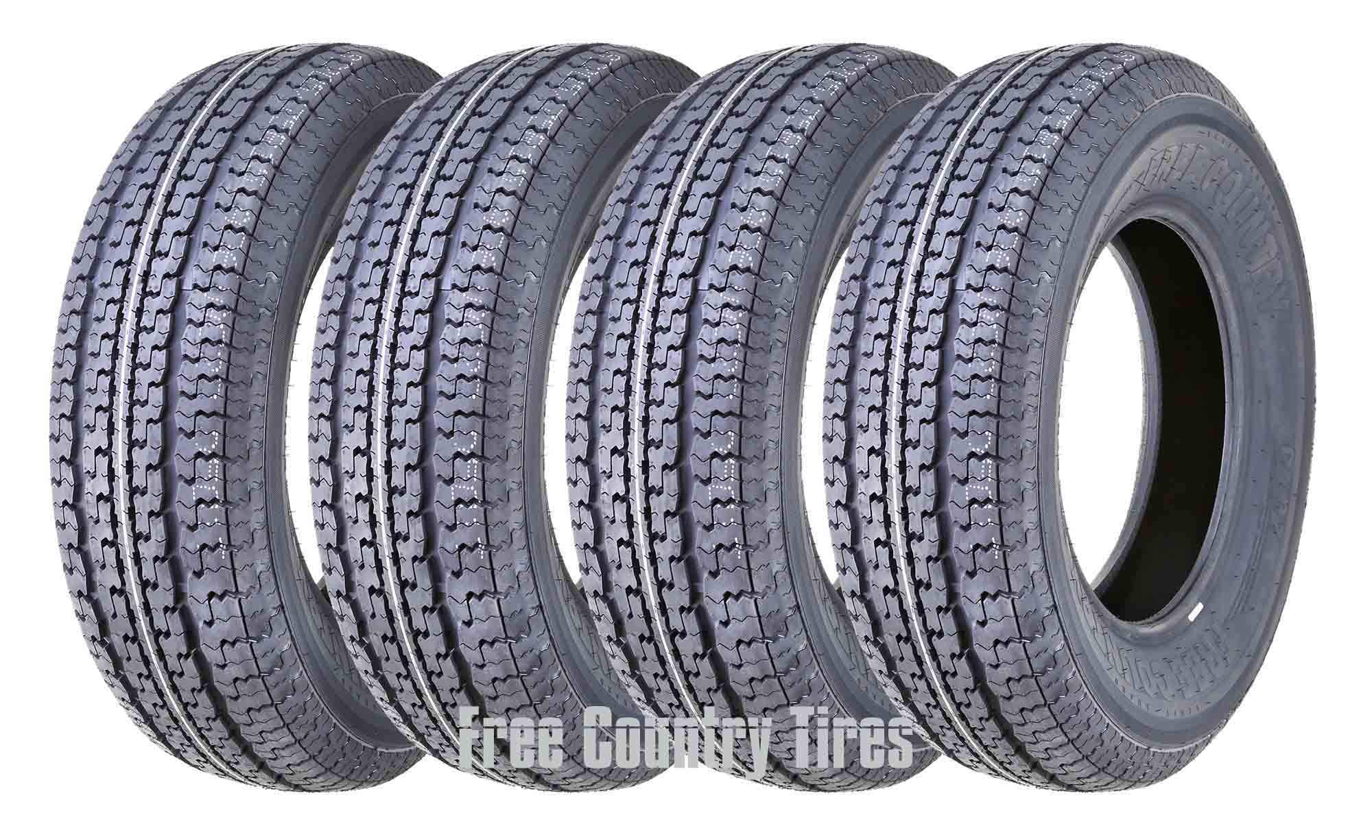 FREE COUNTRY 4-Pack Premium ST175/80R13 8PR Load Range D Radial Trailer Tires with Scuff Guard - Heavy Duty for Boat Trailers, Utility Trailers & Campers