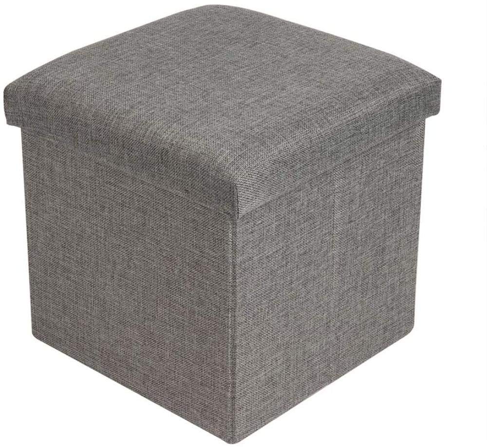 NMDCDH Foldable Storage Ottoman Footstool - Multi-Functional Footrest Step Stool with Linen Fabric, Storage Cube for Living Room, Bedroom - Perfect for Home Organization & Extra Seating