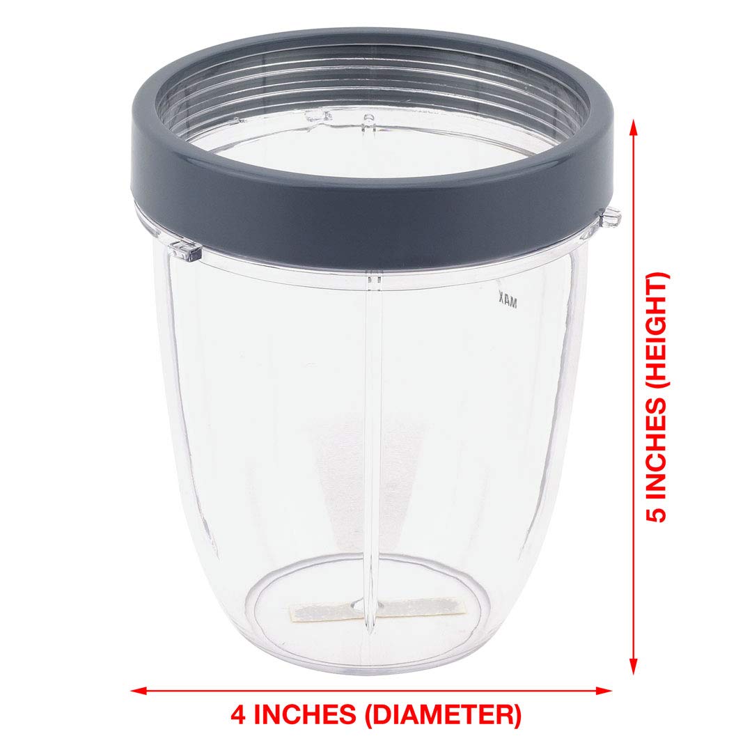 18 oz Short Cup with Flip To Go Lid + Extractor Blade - Compatible with NutriBullet Lean NB-203 1200W Blender - Perfect for Smoothies, Protein Shakes & Meal Prep On The Go