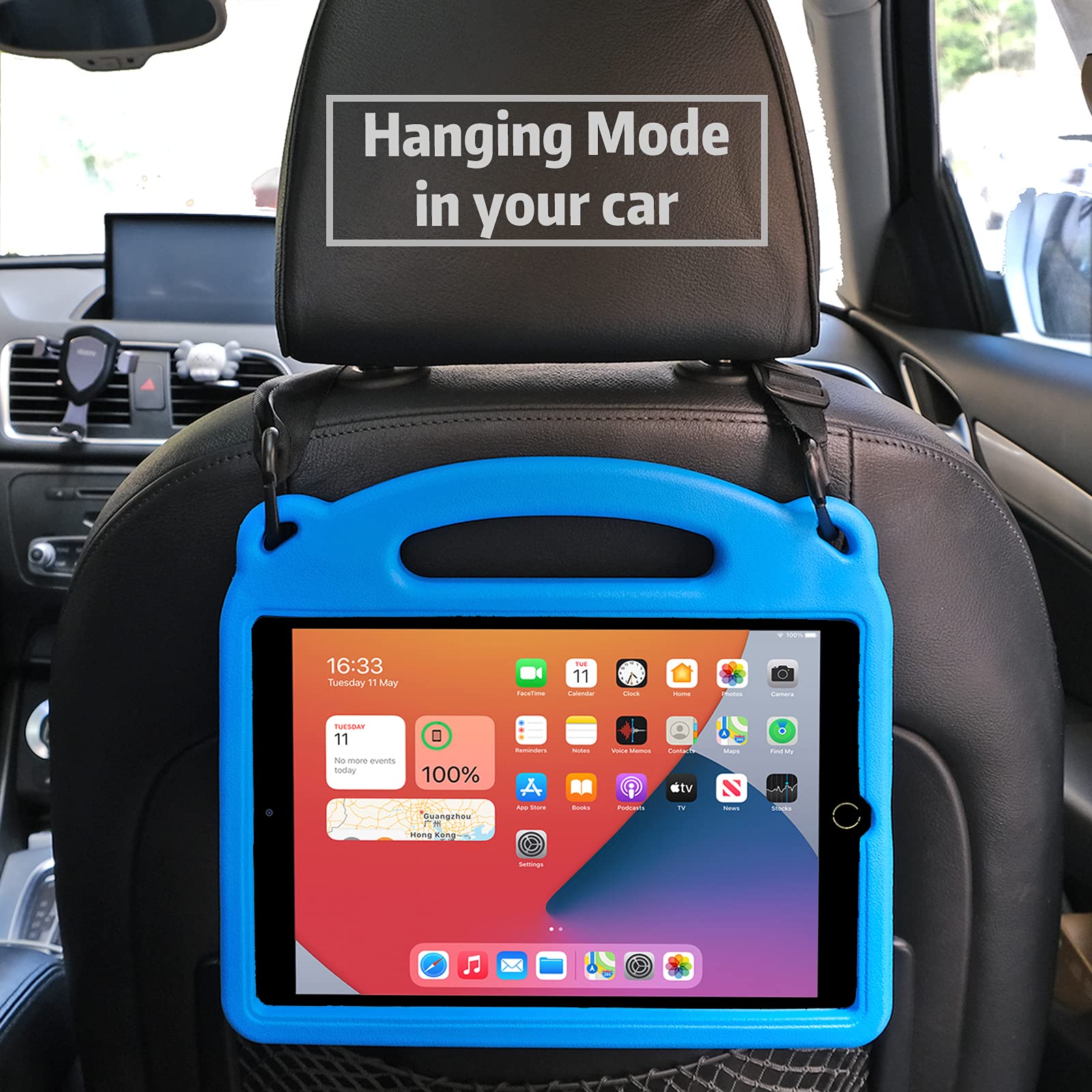 Shockproof Kids iPad Case for iPad 9th/8th/7th Gen (2021/2020/2019) 10.2 inch, iPad Air 3 & iPad Pro 10.5 inch - Lightweight Protective Cover with Adjustable Shoulder Strap (Blue) | Perfect for School, Travel & Outdoor Activities