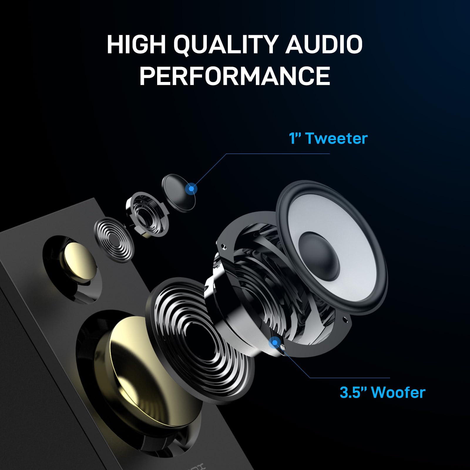 BT16 Active Bookshelf Speakers with 3.5
