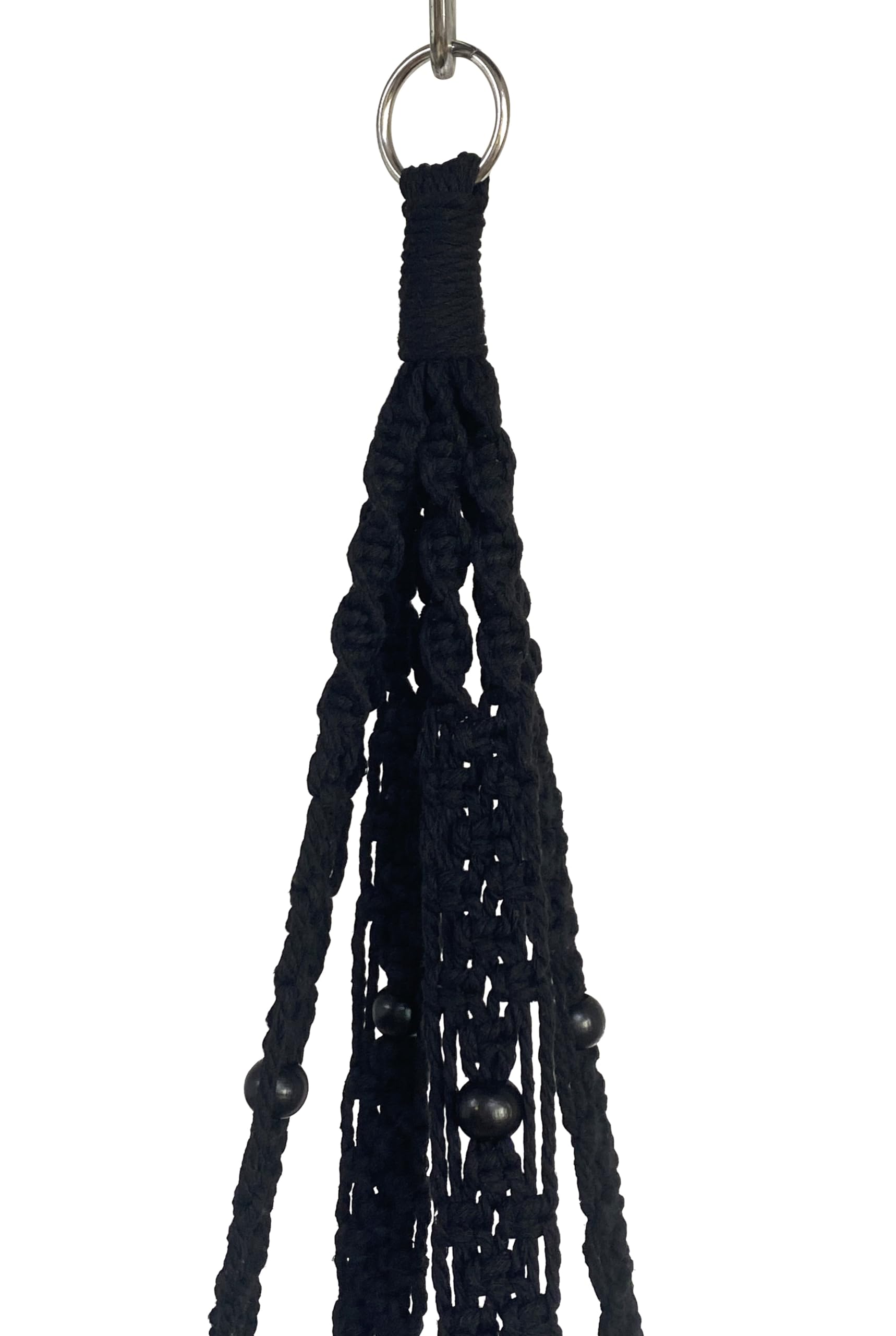 Black Cotton Rope Macrame Plant Hangers - 4 Legs 59 Inch Hanging Planter for 12-13 Inch Pots (Pot & Plant Not Included) - Boho Home Decor for Living Room, Bedroom, or Patio