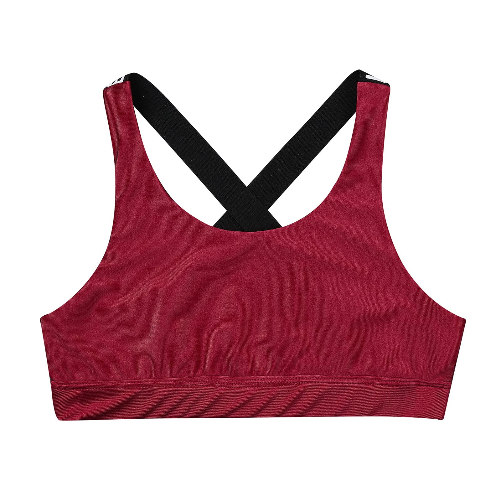 Moily Big Girls Racerback Padded Sports Bra - 2 Pack Workout Crop Top for Gymnastics, Dance, Yoga & Athletic Activities | Breathable Support for Teens & Active Girls