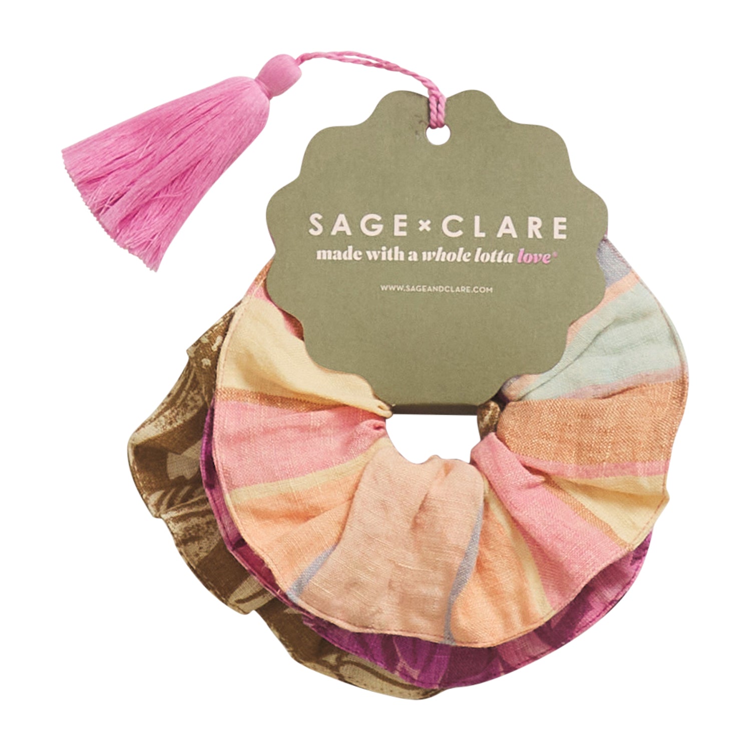 Amber Scrunchie Set - 3 Pack Hair Ties for Women, Soft Elastic Hair Accessories for Ponytails & Buns - Perfect for Workouts, Yoga, and Everyday Use