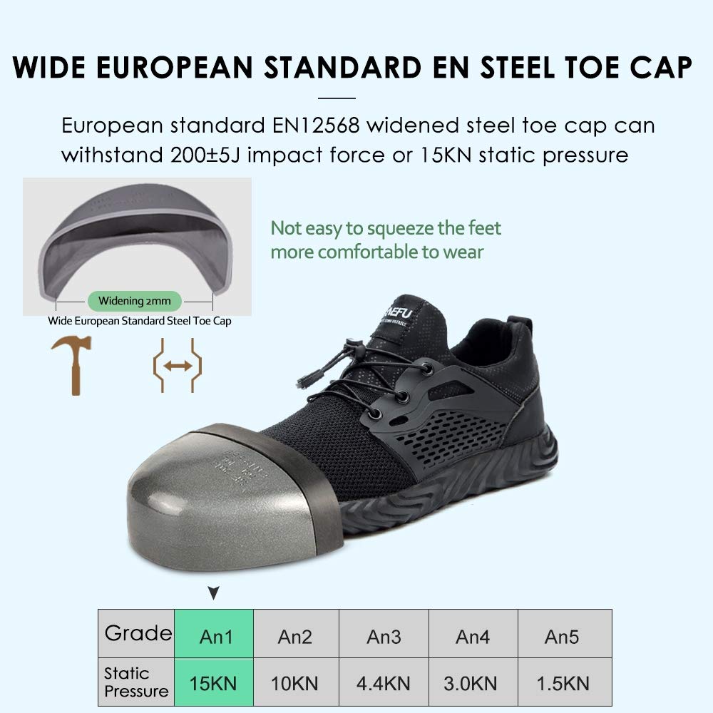 KINOW Steel Toe Safety Work Shoes for Men & Women - Slip Resistant, Lightweight Industrial Construction Sneakers with Outdoor Athletic Design | Perfect for Construction, Warehouse, and Heavy Duty Work Environments