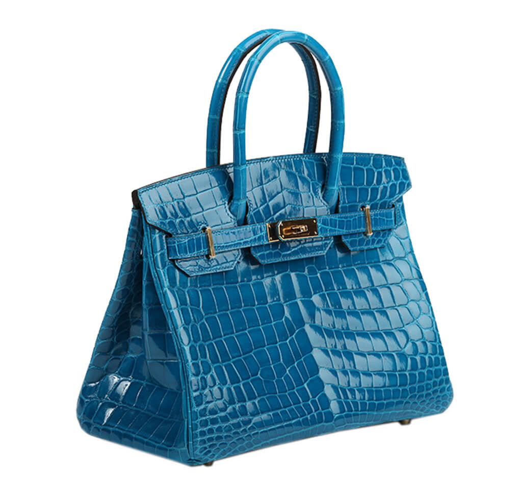 Authentic Hermès Birkin 30 Handbag in Blue Izmir Crocodile Leather - Luxury Designer Tote for Women, Perfect for Work, Travel & Special Occasions