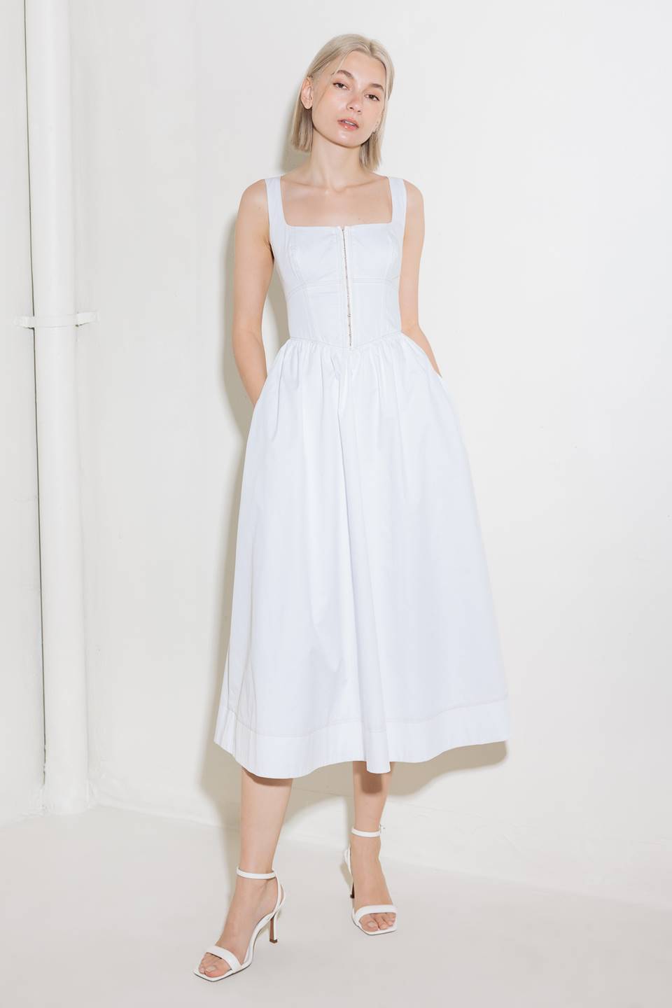 CATCH THE SUN White Midi Dress - Flowy Summer Dress for Women, Beach Wedding Guest Dress, Boho Chic Outfit for Vacation & Outdoor Parties