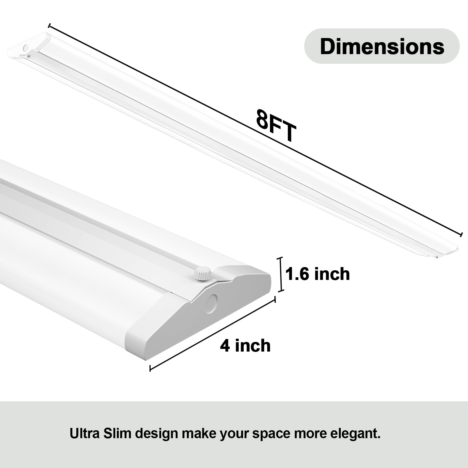 ANTLUX 110W 8FT LED Wraparound Ultra Slim Shop Lights - 12600LM 5000K Daylight White - 8 Foot Flush Mount Ceiling Fixture for Garage, Warehouse & Office - Energy Efficient Fluorescent Tube Replacement (2 Pack) - Perfect for Workspaces, Retail Stores and Home Workshops