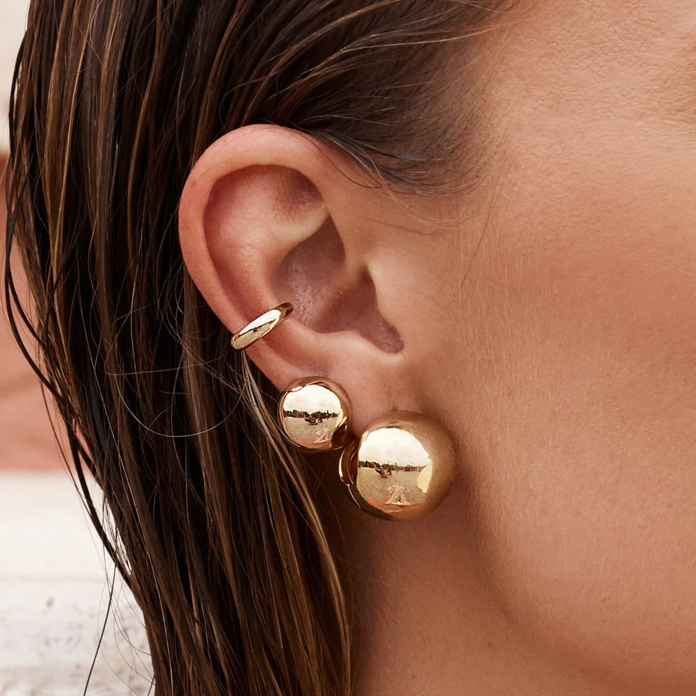 Gold Ball Huggie Earrings for Women - Minimalist Hoop Earrings for Everyday Wear, Gift Giving & Special Occasions