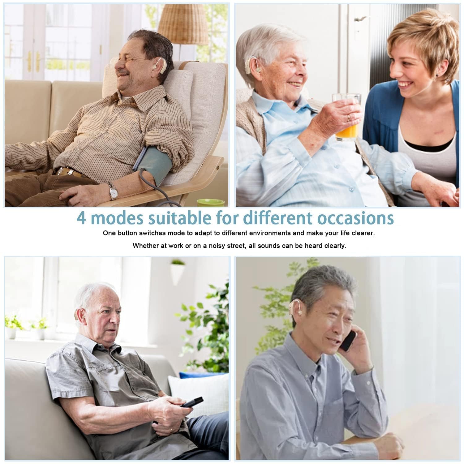 Rechargeable Hearing Aids for Seniors with Severe Hearing Loss - Digital Noise Cancelling Amplifier with Portable Charging Case & Volume Control - Beige - Ideal for TV Watching, Conversations & Outdoor Activities