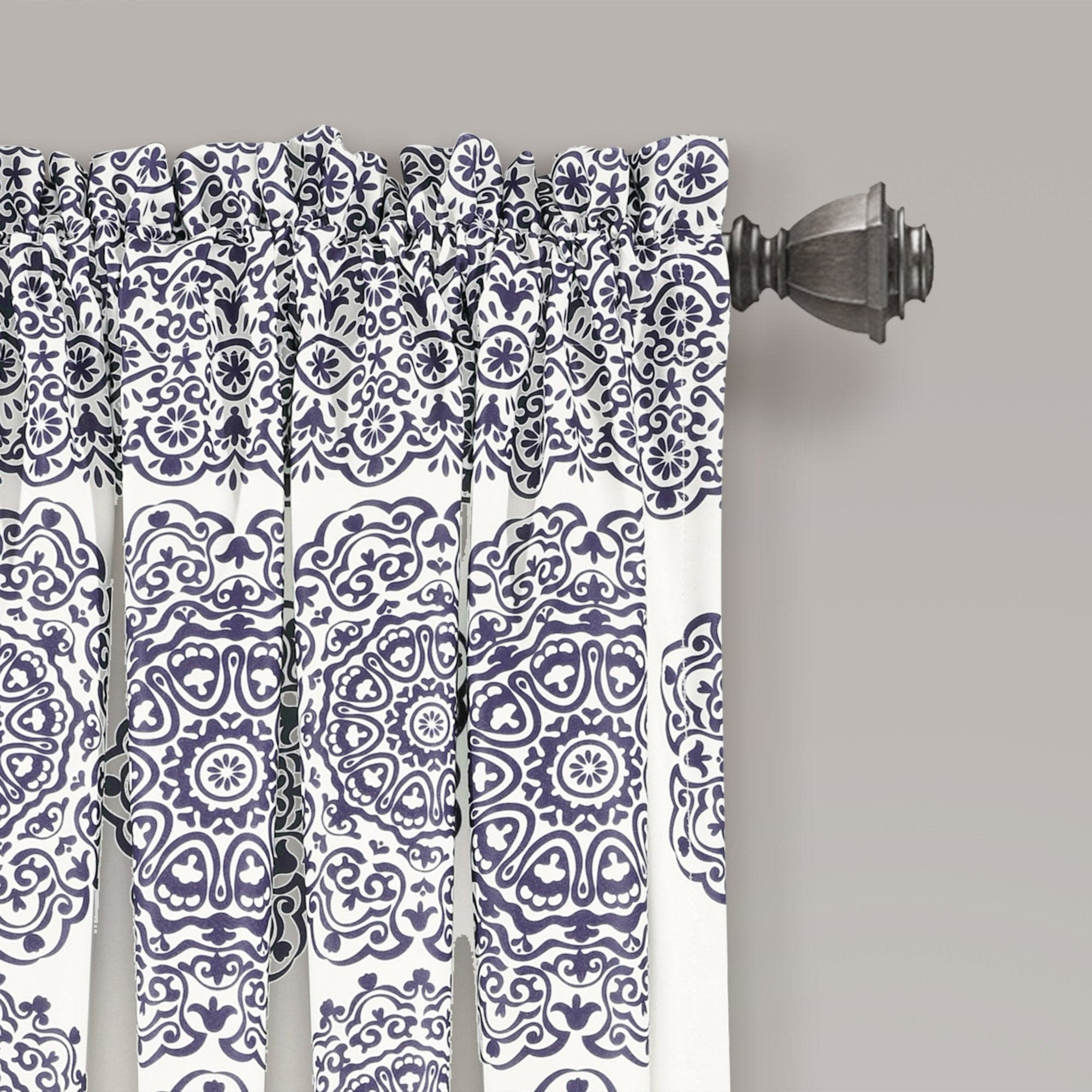 Stripe Medallion Light Filtering Window Curtain Set - Elegant Room Darkening Drapes for Living Room & Bedroom - Perfect for Privacy & Sun Protection