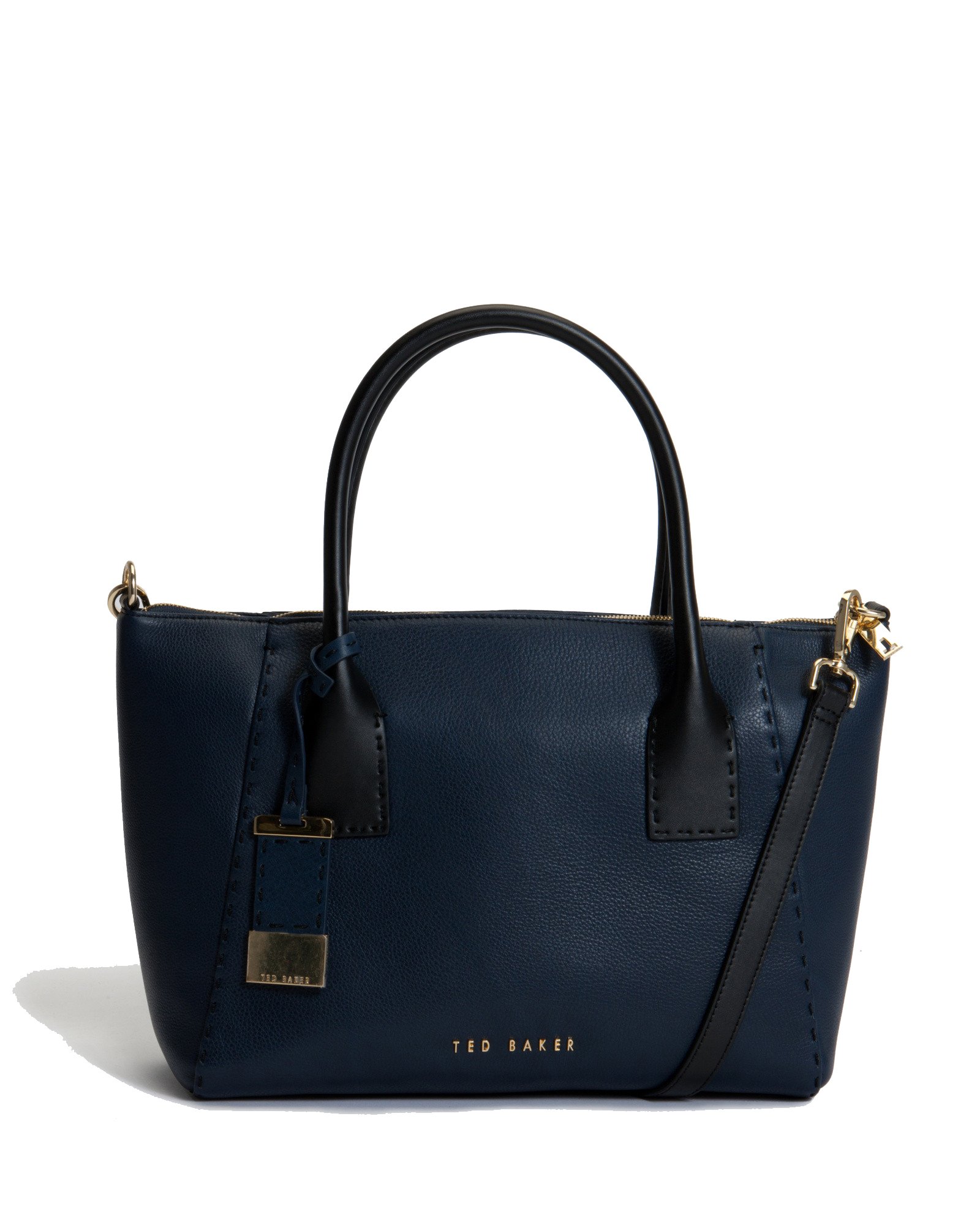 Ted Baker Paige Large Leather Tote Bag for Women - Stylish Navy Blue Handbag for Work, Travel & Everyday Use
