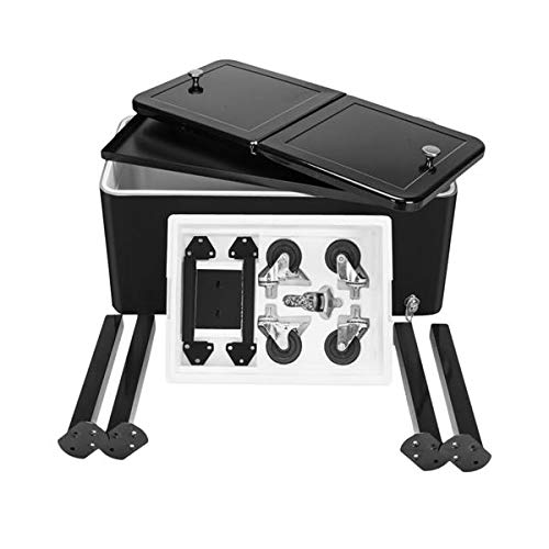80 QT Rolling Ice Chest Cooler with Wheels & Shelf - Portable Outdoor Drink Cooler Cart for Picnics, BBQs, Camping & Tailgating - Perfect for Patio, Beach & Backyard Parties